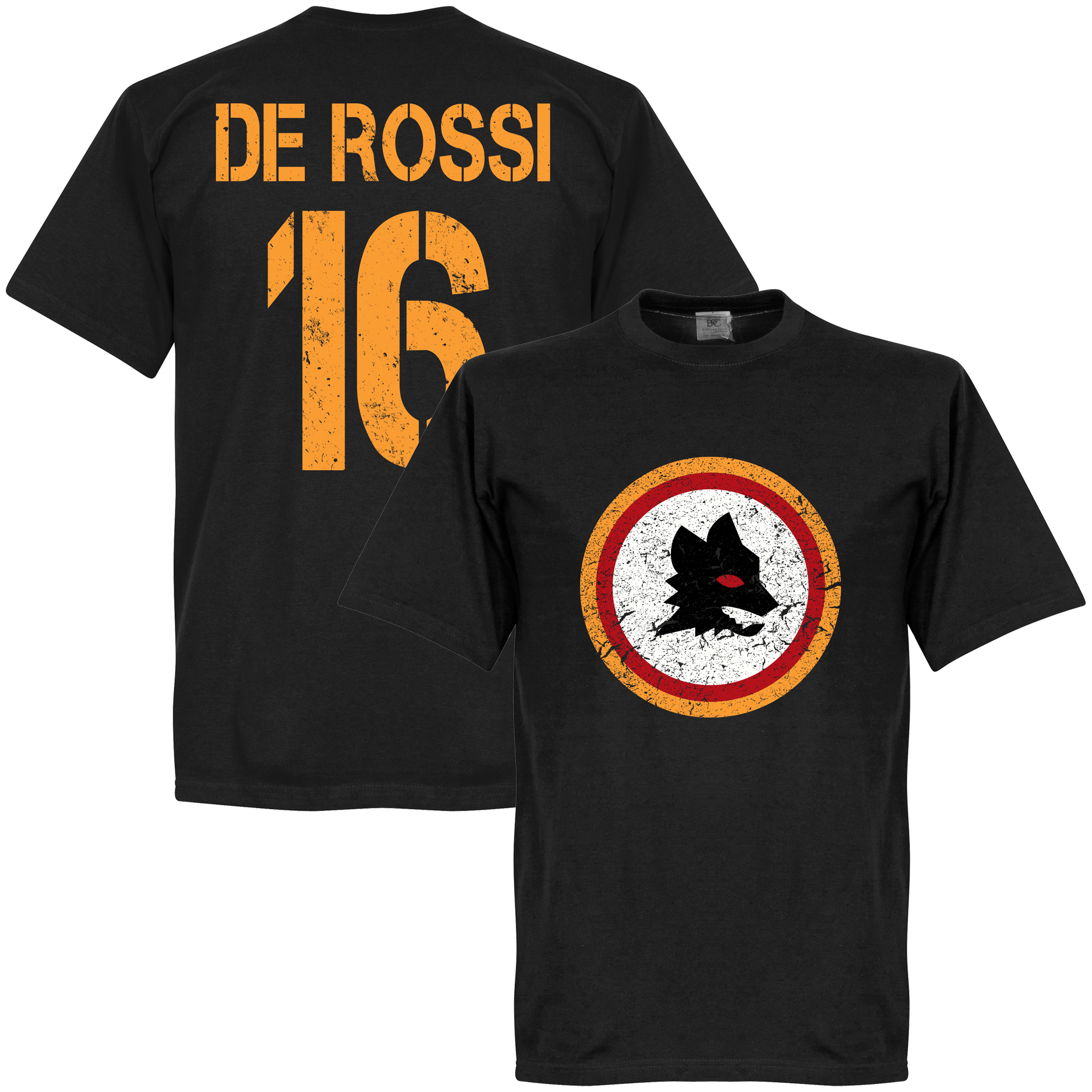 AS Roma Vintage Logo De Rossi T-Shirt Zwart XXL