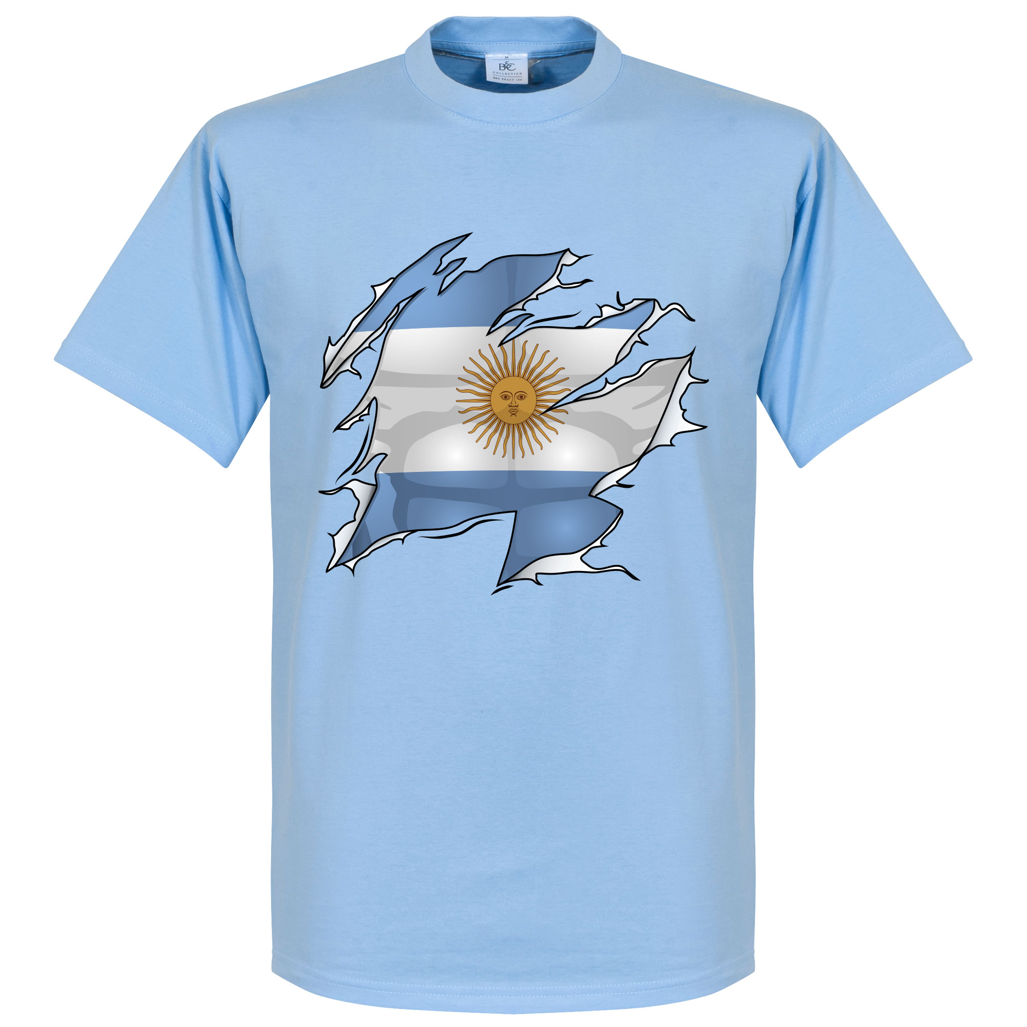 Retake Argentinie Ripped Flag T Shirt Lichtblauw retake kopen in de aanbieding