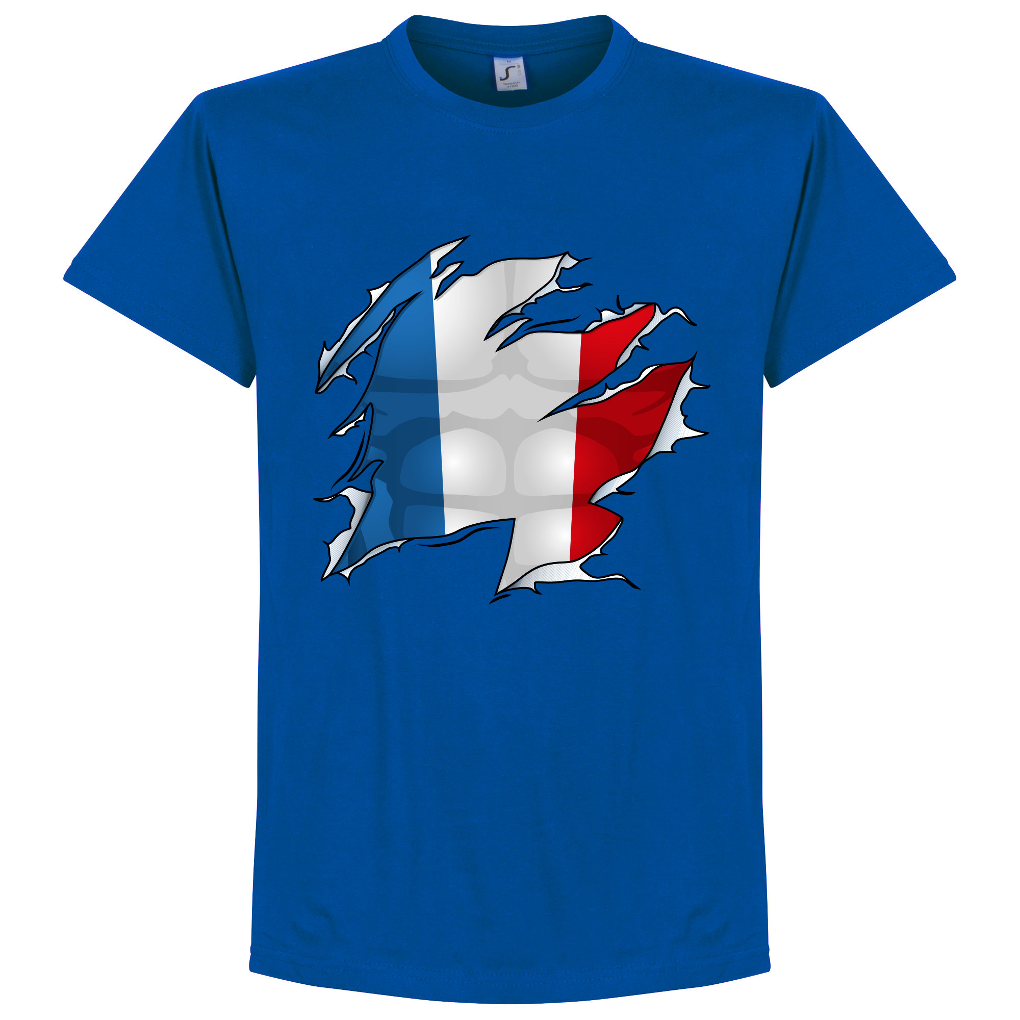 Retake Frankrijk Ripped Flag T Shirt Blauw retake kopen in de aanbieding