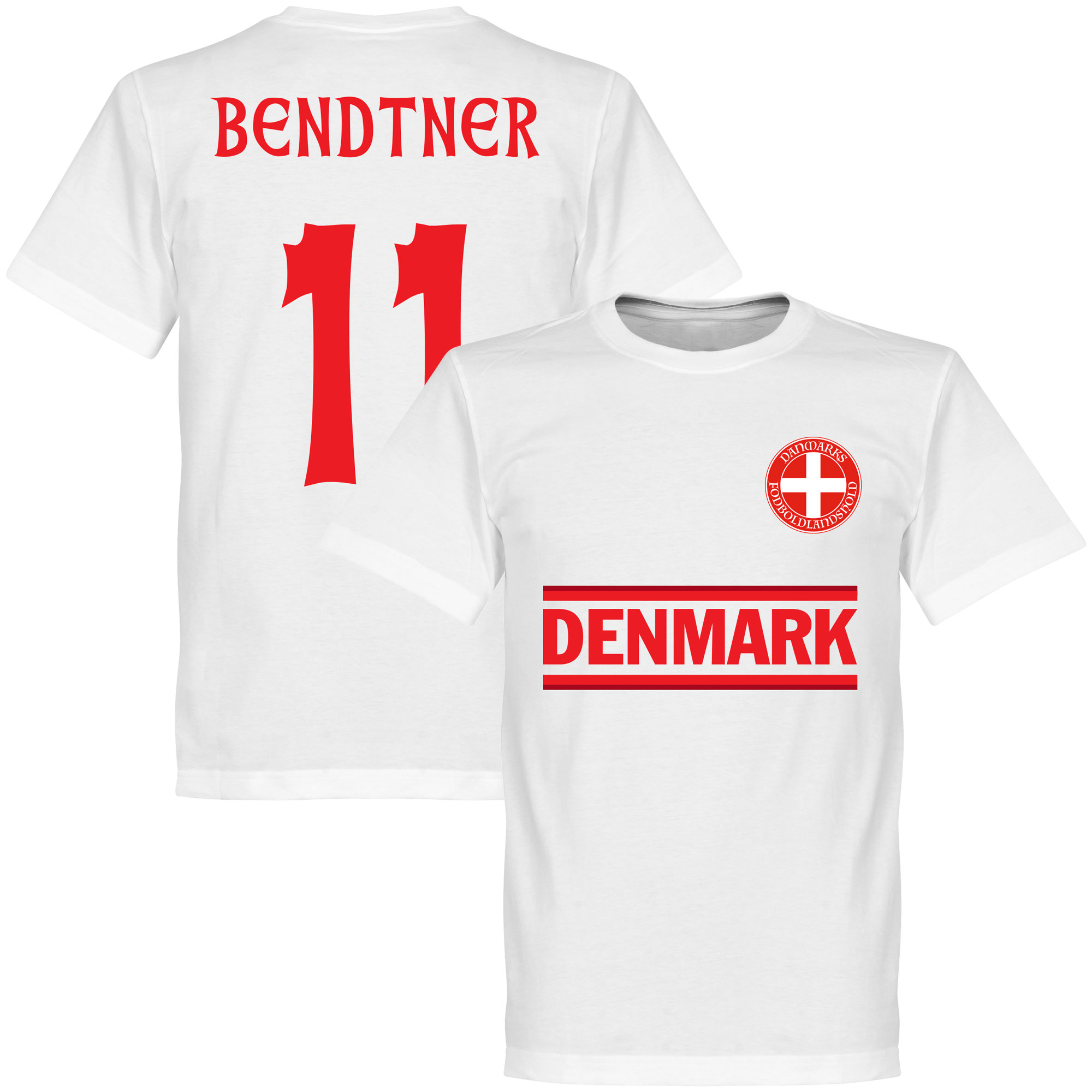 Retake Denemarken Bendtner 11 Team T Shirt Wit retake kopen in de aanbieding