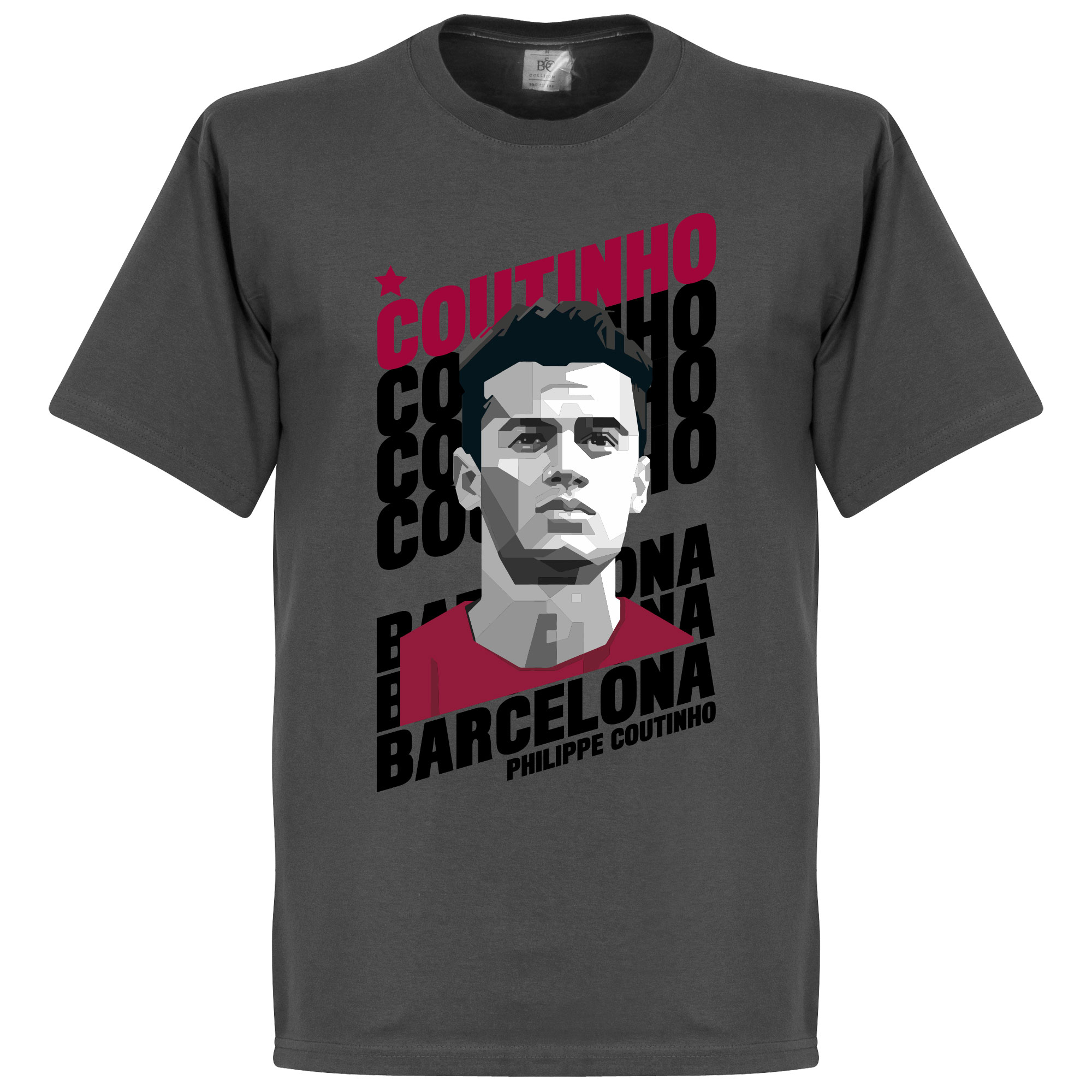 Retake Coutinho Barcelona Portrait T Shirt Donker Grijs retake kopen in de aanbieding