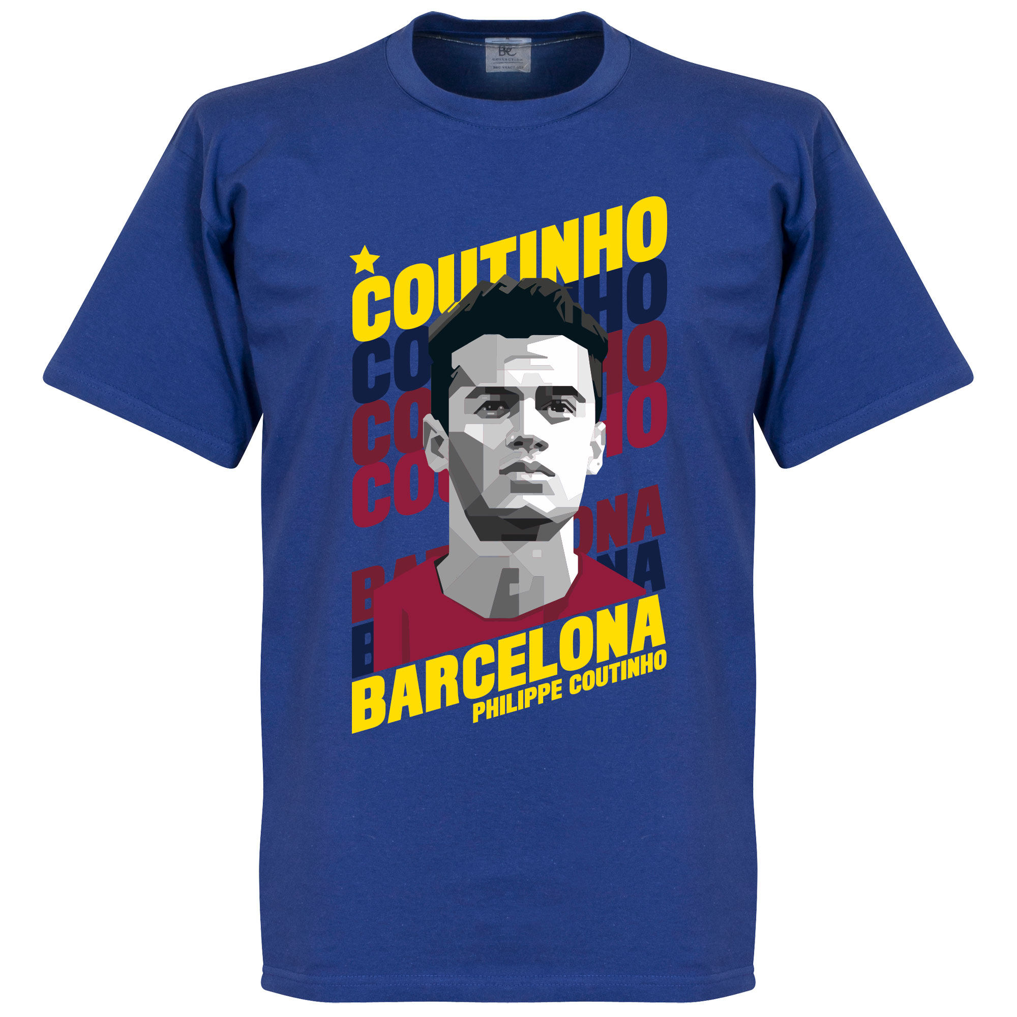 Retake Coutinho Barcelona Portrait T Shirt Blauw retake kopen in de aanbieding