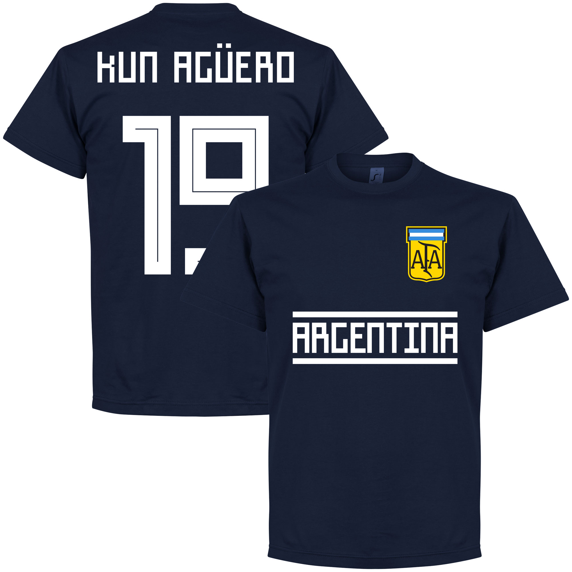Retake Argentinie Kun Aguero 19 Team T Shirt Navy retake kopen in de aanbieding