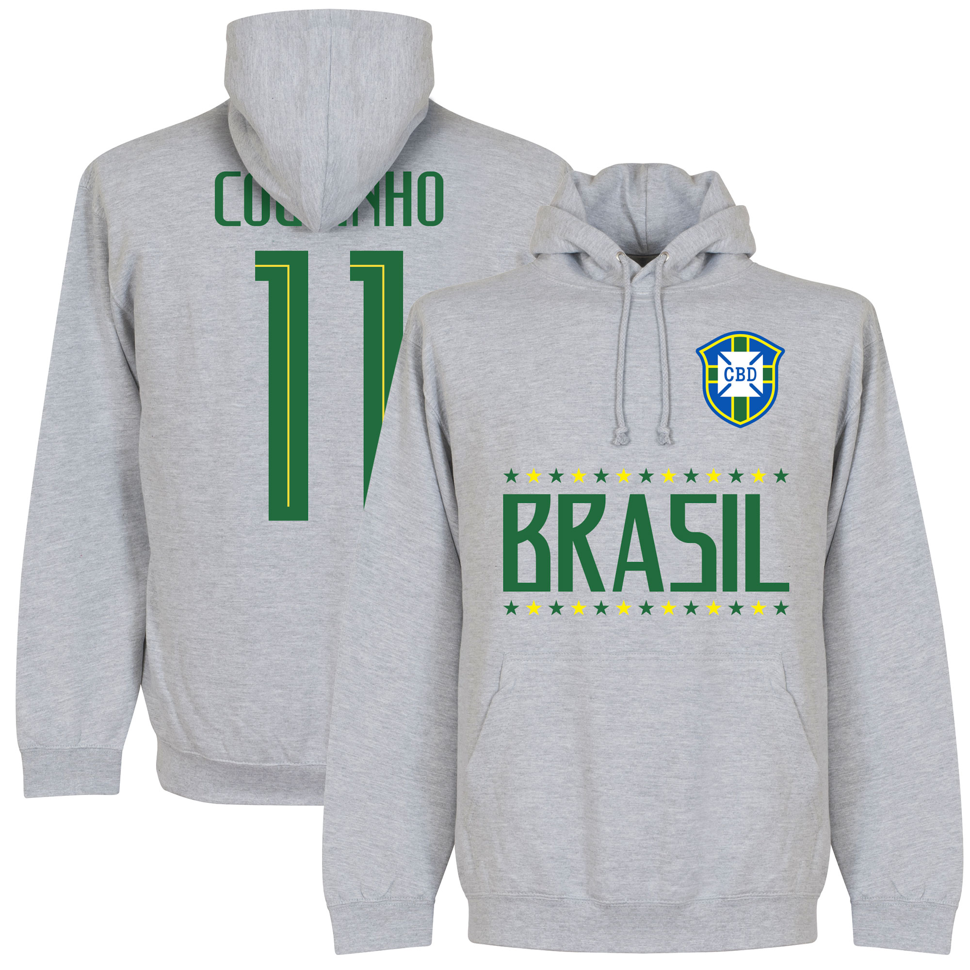 Retake Brazilie Coutinho 11 Team Hooded Sweater Grijs retake kopen in de aanbieding