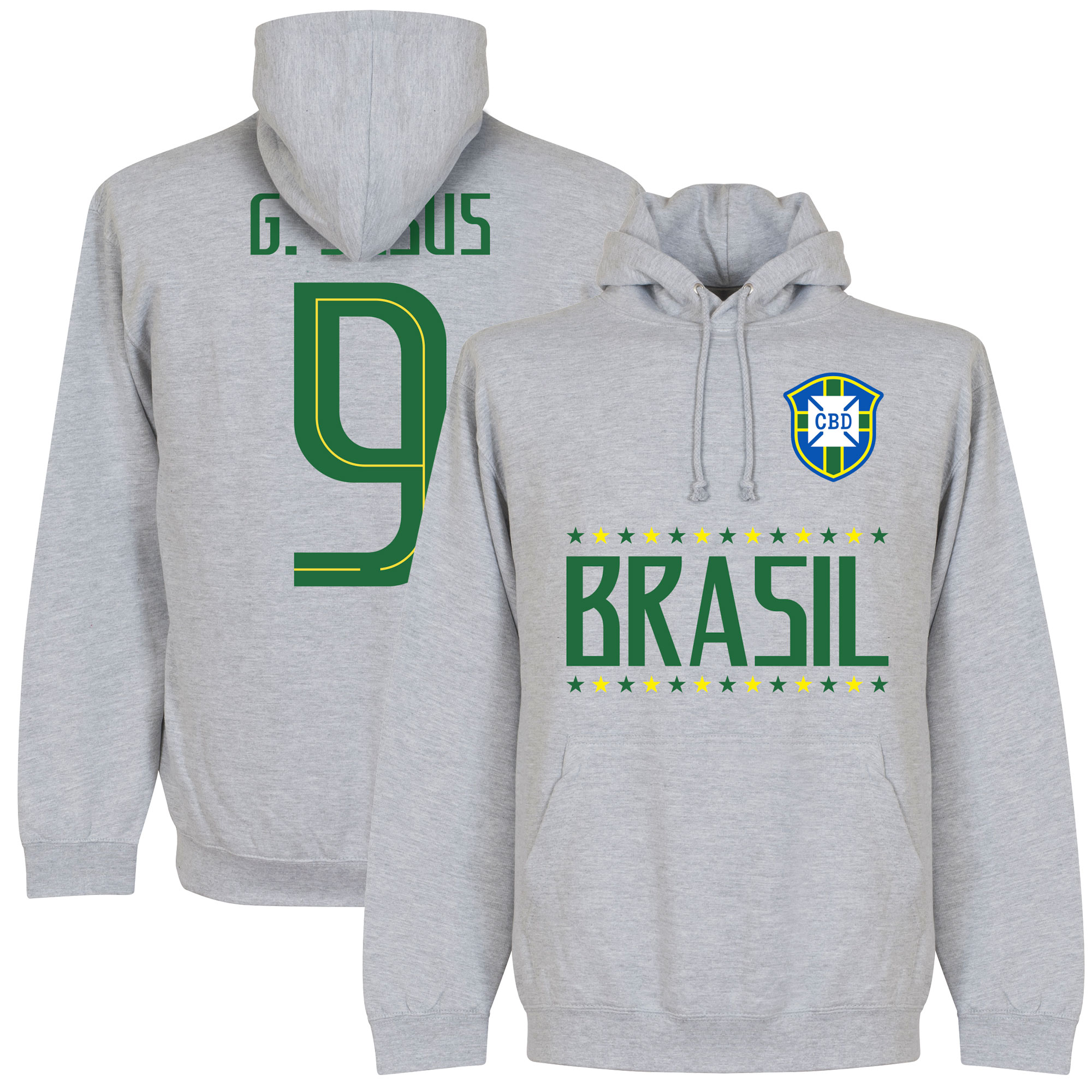 Retake Brazilie G Jesus 9 Team Hooded Sweater Grijs retake kopen in de aanbieding
