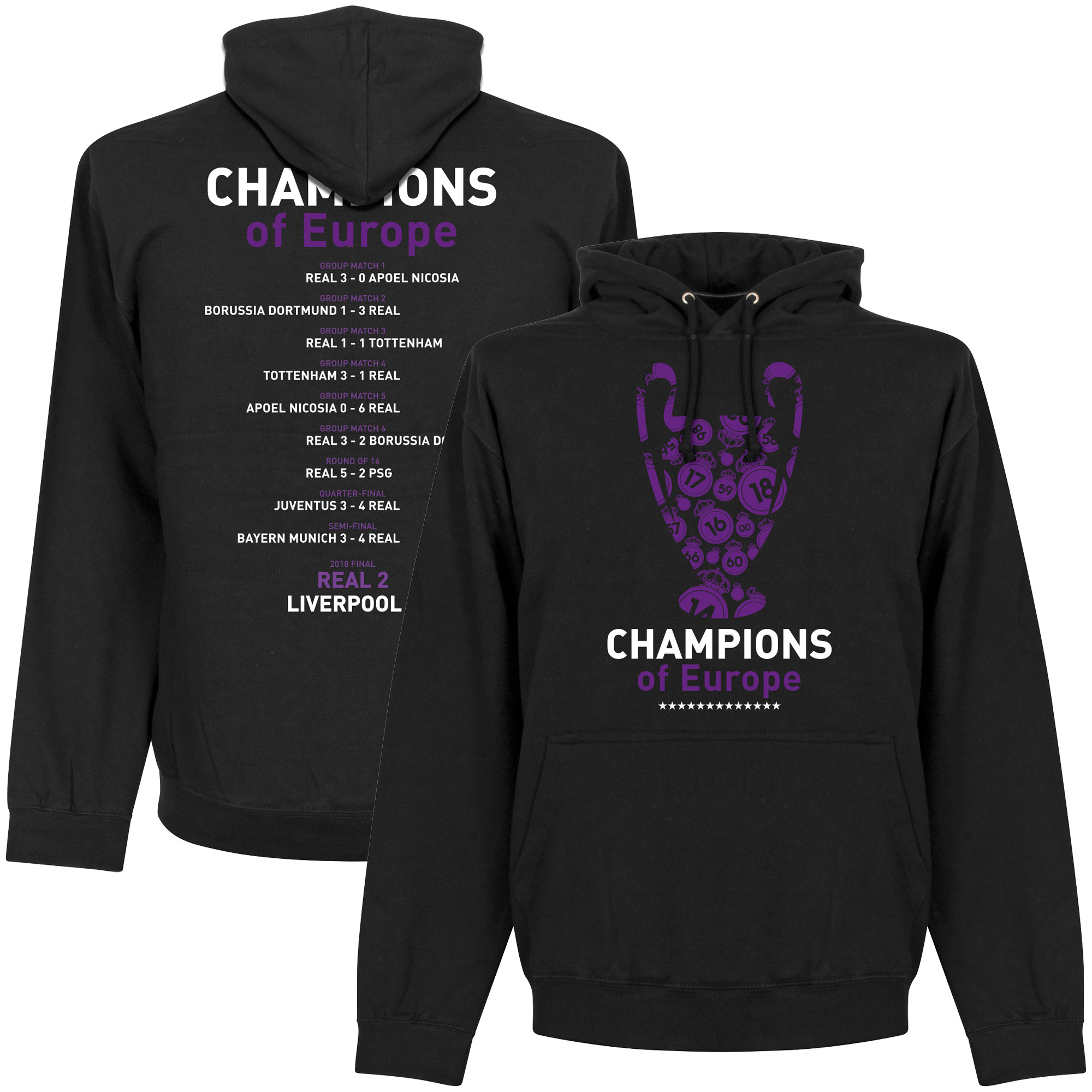 Retake Real Madrid 13 Times Champions League Winners Hooded Sweater Zwart retake kopen in de aanbieding