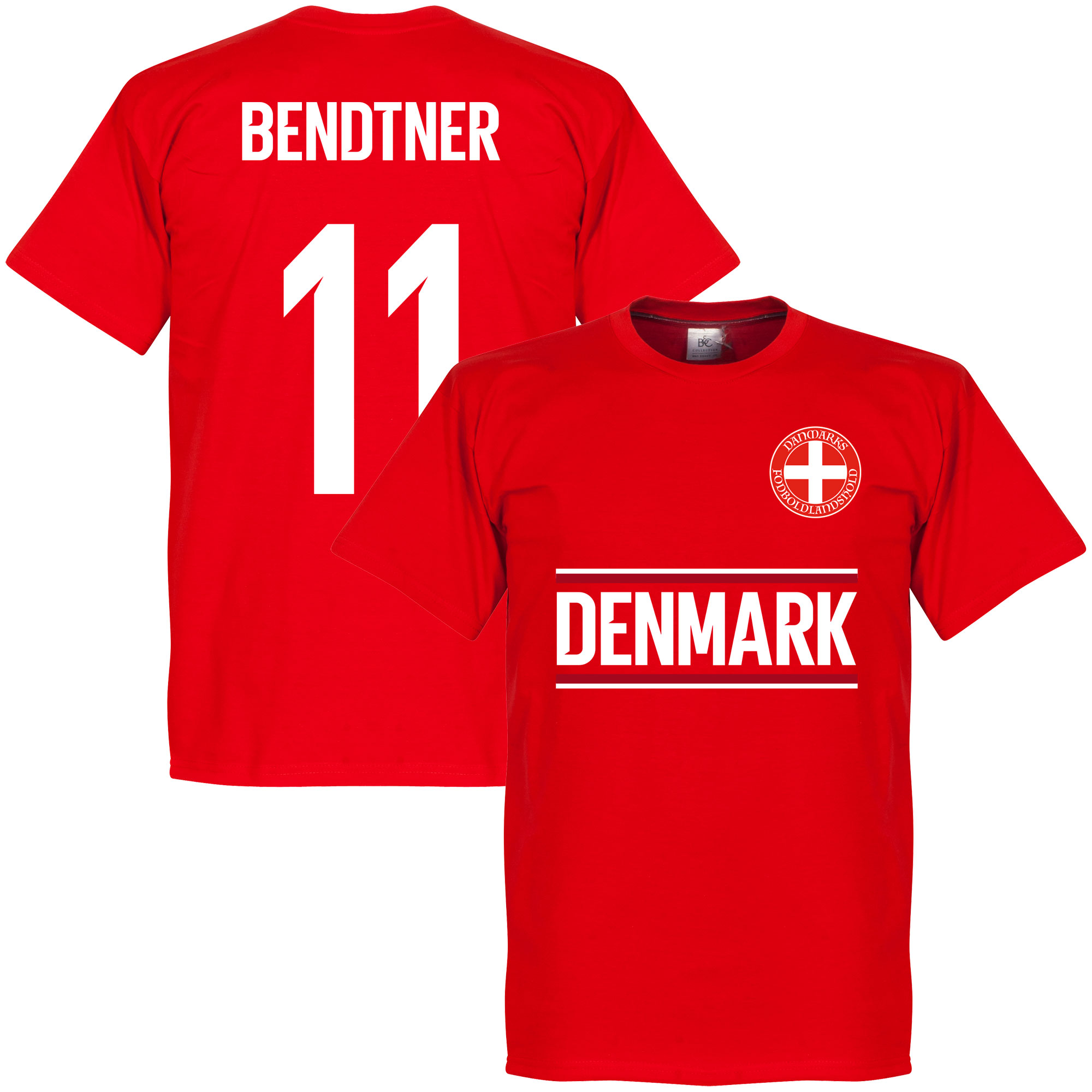 Retake Denemarken Bendtner 11 Team T Shirt Rood retake kopen in de aanbieding