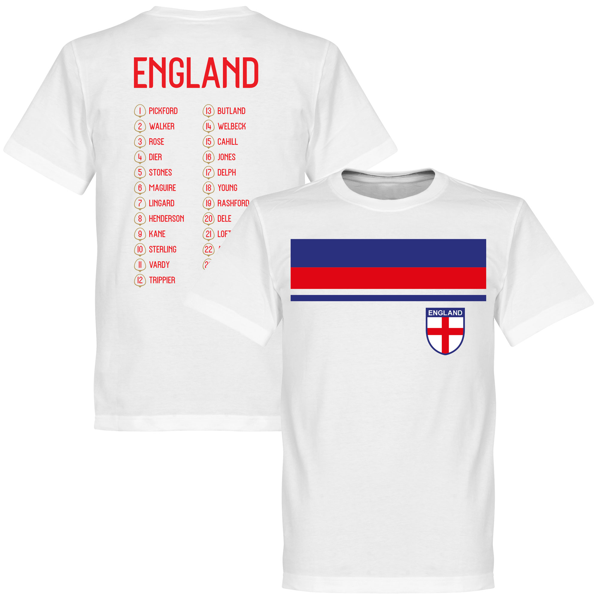 Retake Engeland Wk 2018 Squad T Shirt Kinderen Wit retake kopen in de aanbieding