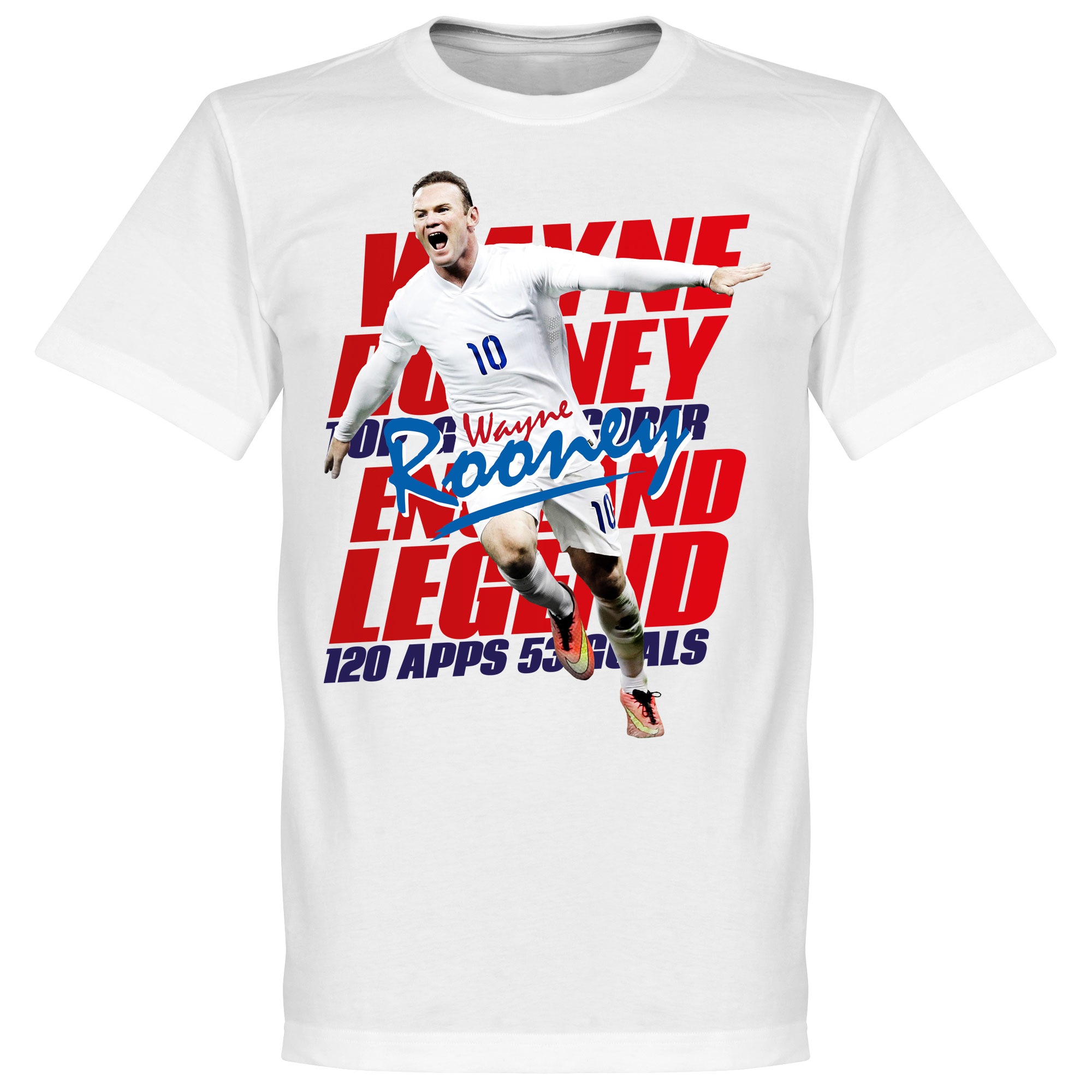 Retake Rooney Engeland Legend T Shirt Wit retake kopen in de aanbieding