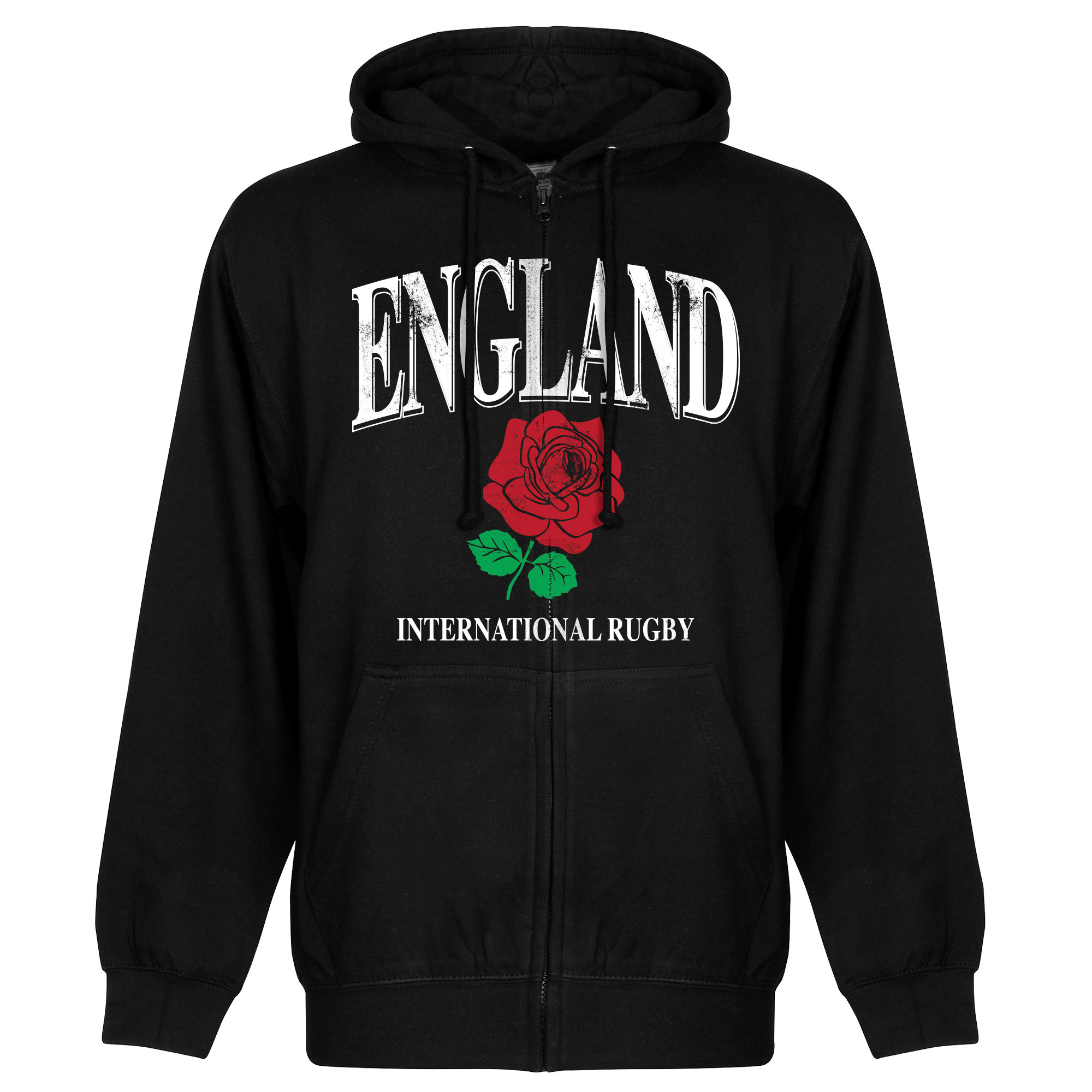 Engeland Rose International Rugby Full Zipped Hoodie Zwart