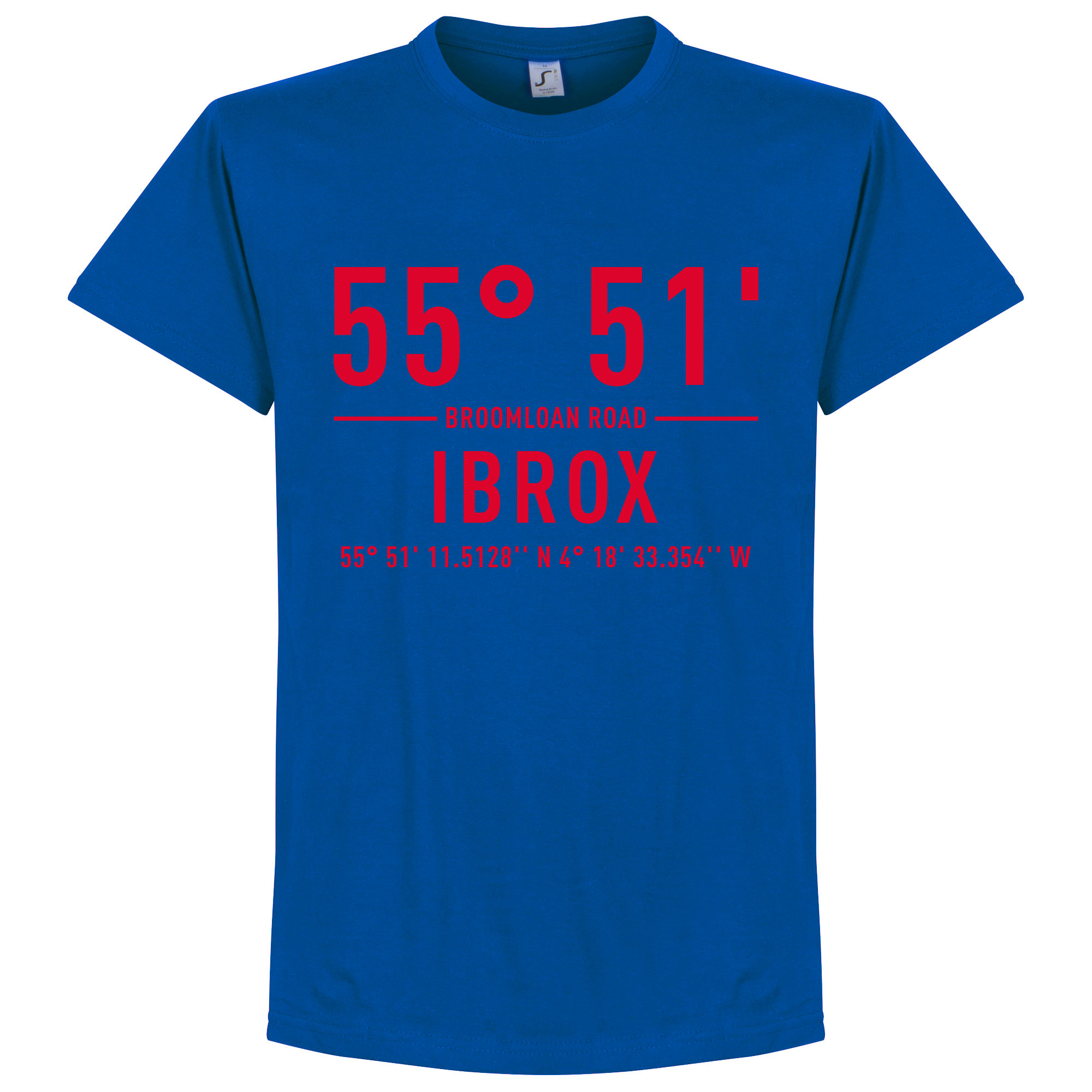 Rangers FC Ibrox Park Coördinaten T-Shirt - Blauw - XL