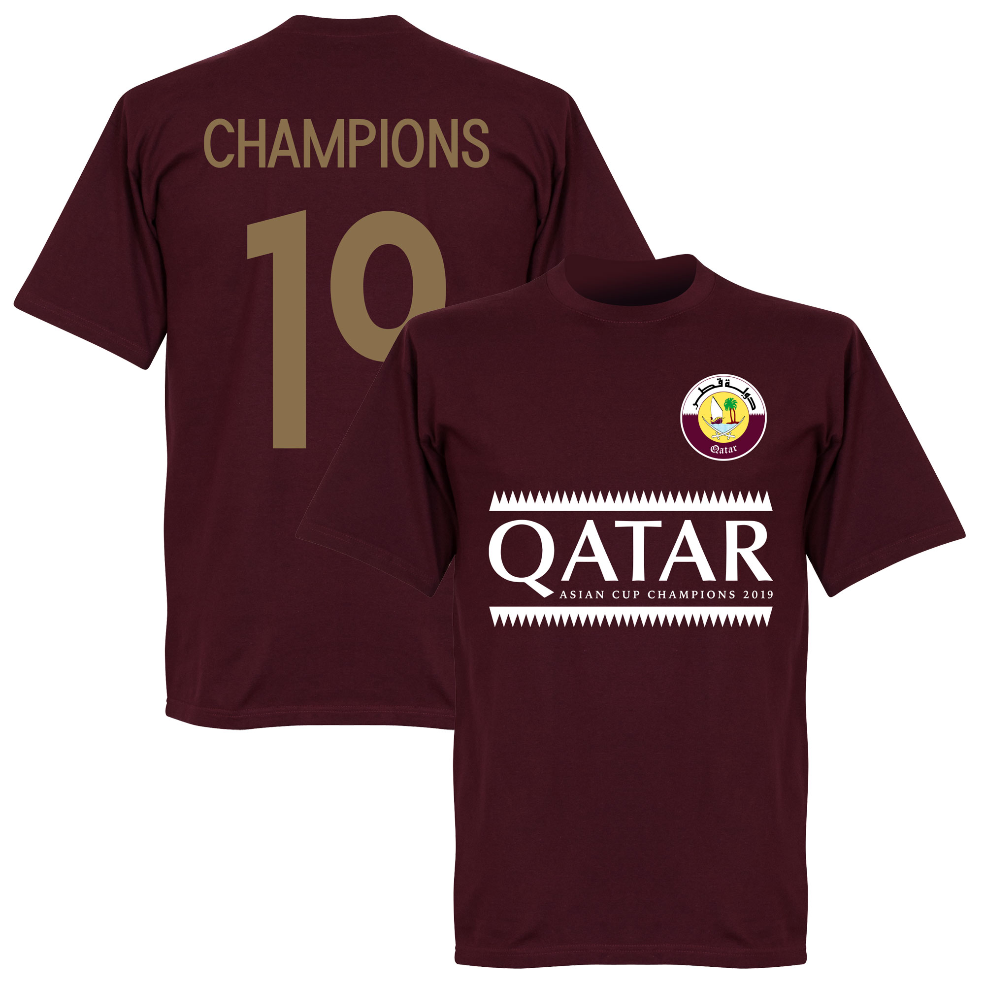 Qatar 2019 Asian Cup Winners T-Shirt Bordeaux Rood