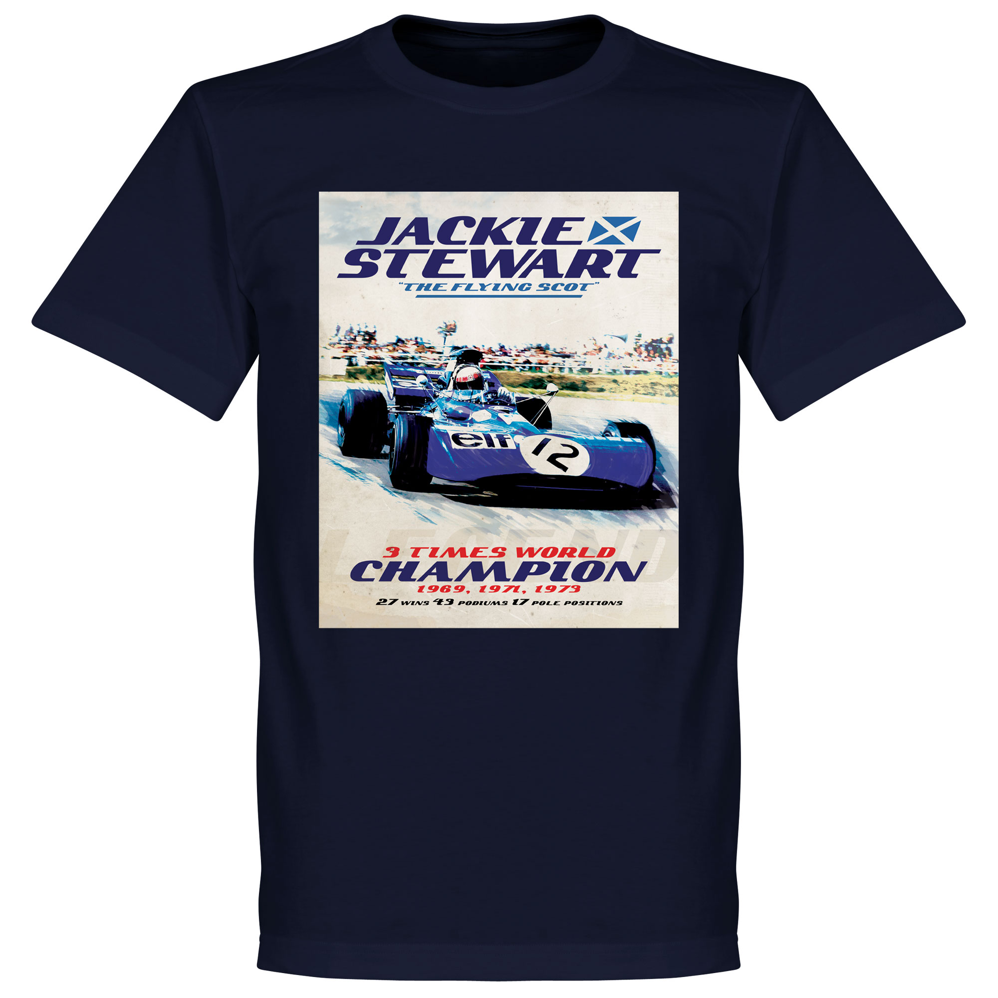 Retake Jackie Stewart Poster T Shirt Navy retake kopen in de aanbieding