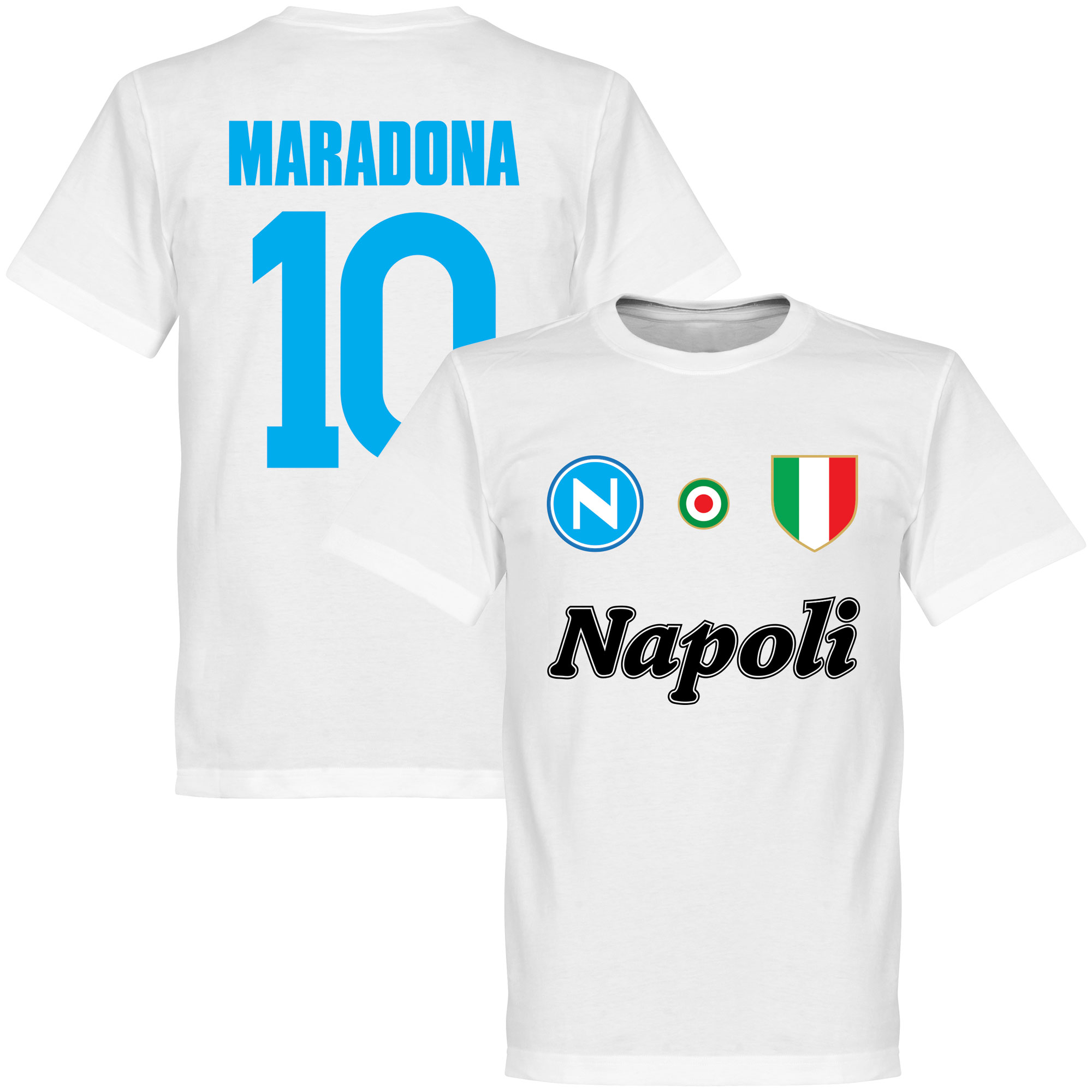 Retake Napoli Maradona 10 Team T Shirt Wit retake kopen in de aanbieding