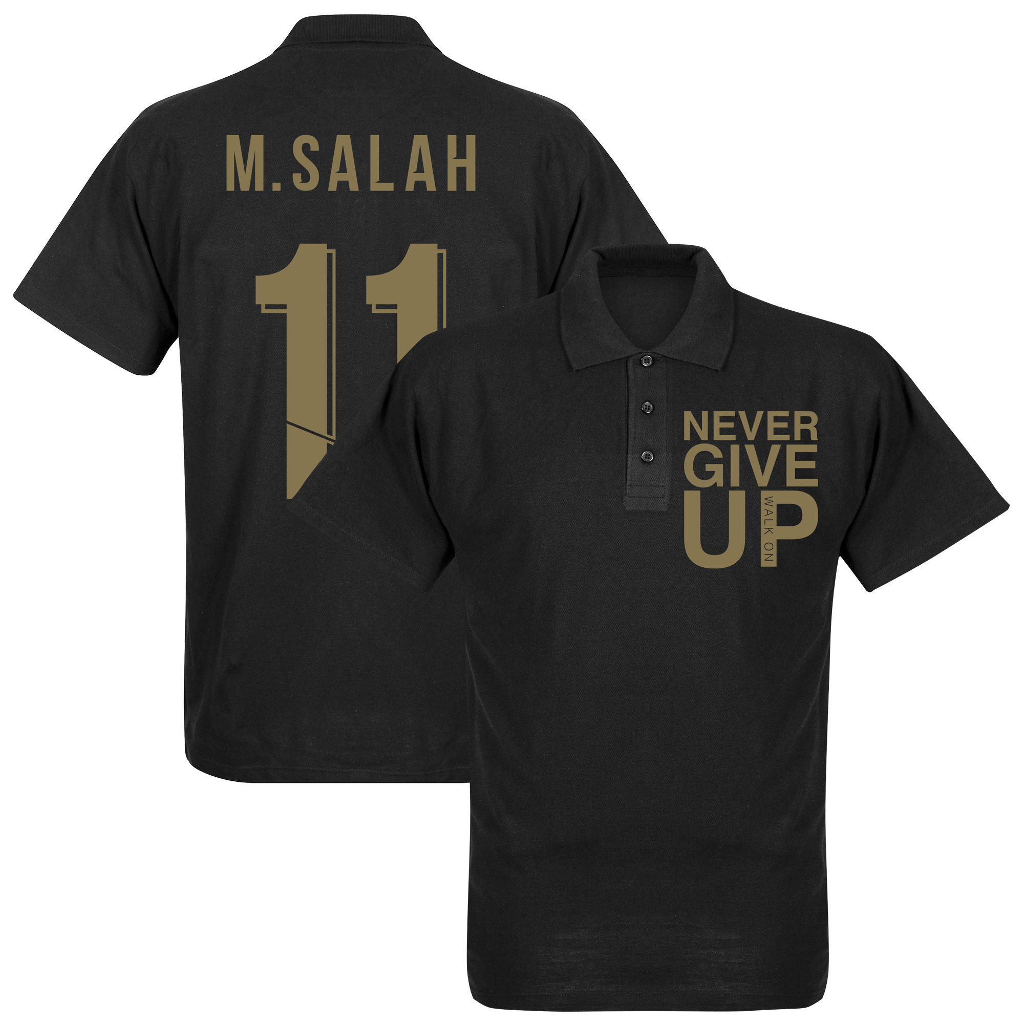 Retake Never Give Up Liverpool M Salah Polo Shirt Zwart Goud retake kopen in de aanbieding