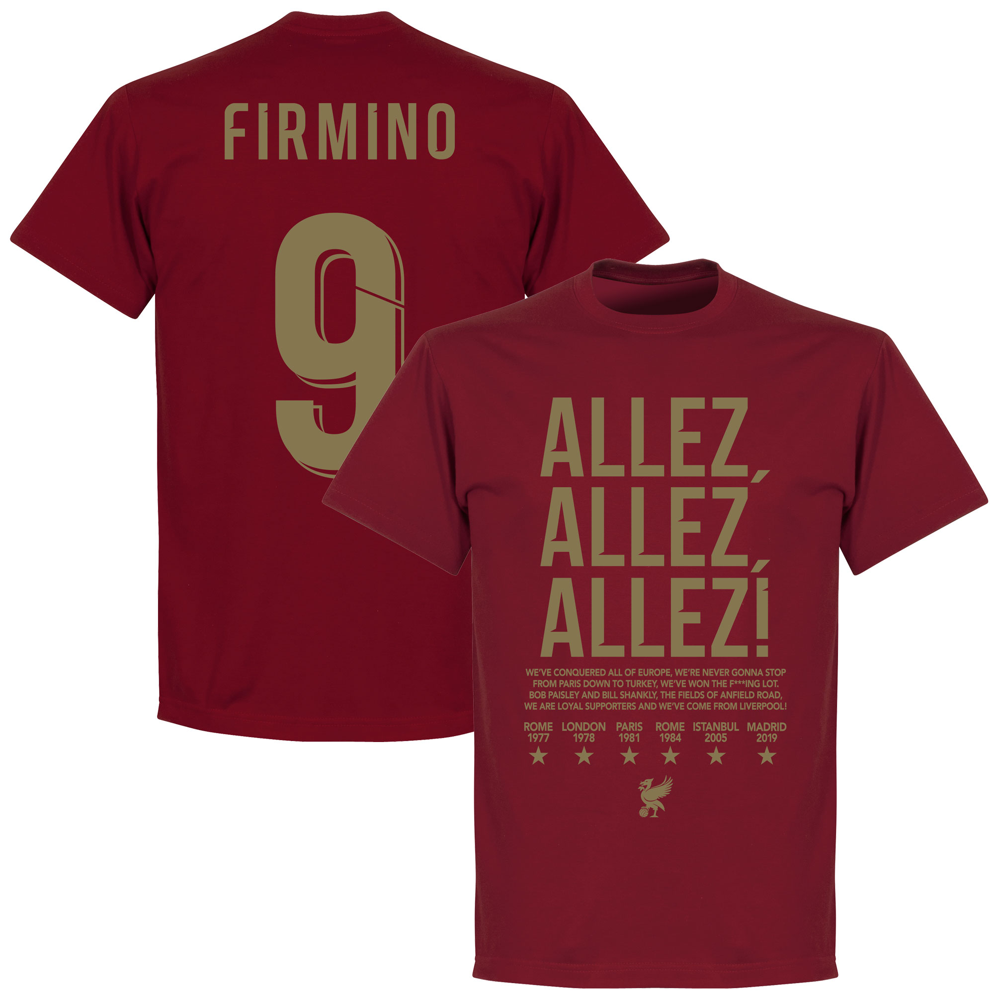 Retake Liverpool Allez Firmino 9 T Shirt Chili Rood retake kopen in de aanbieding