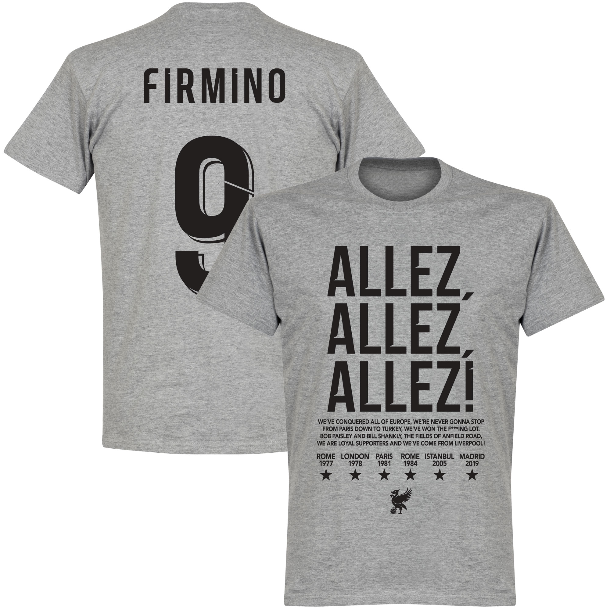 Retake Liverpool Allez Firmino 9 T Shirt Grijs retake kopen in de aanbieding