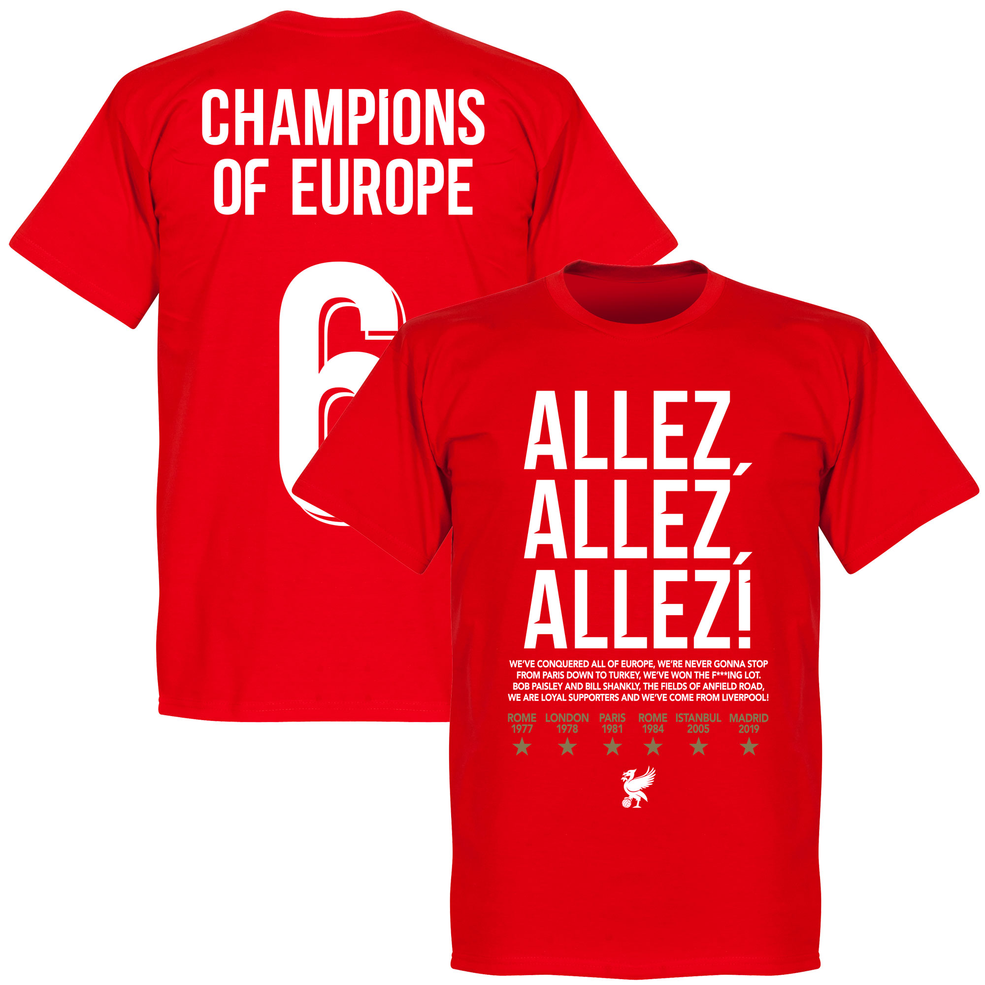 Retake Liverpool Allez Champions Of Europe 2019 T Shirt Rood retake kopen in de aanbieding