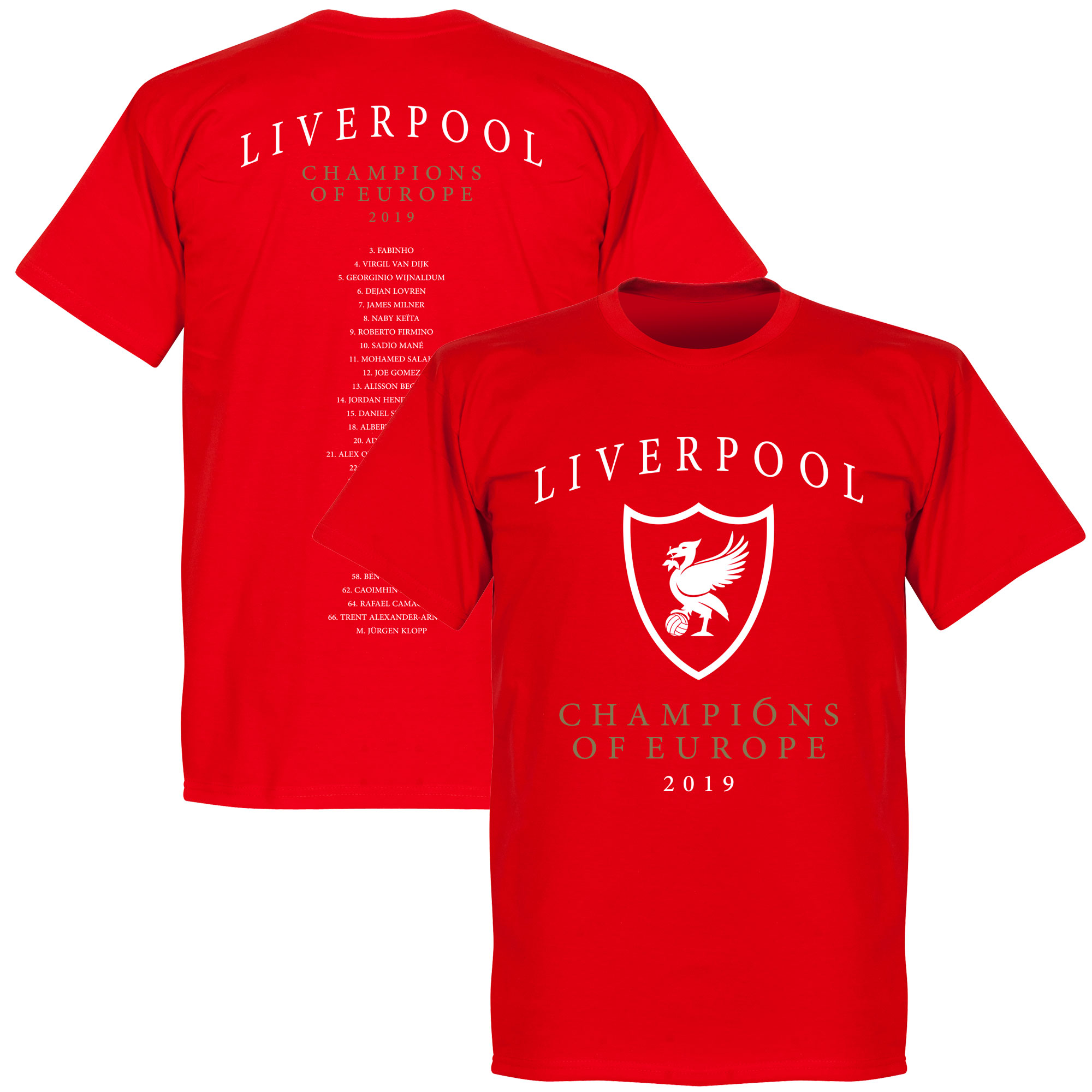 Retake Liverpool Champions Of Europe 2019 Selectie T Shirt Rood retake kopen in de aanbieding
