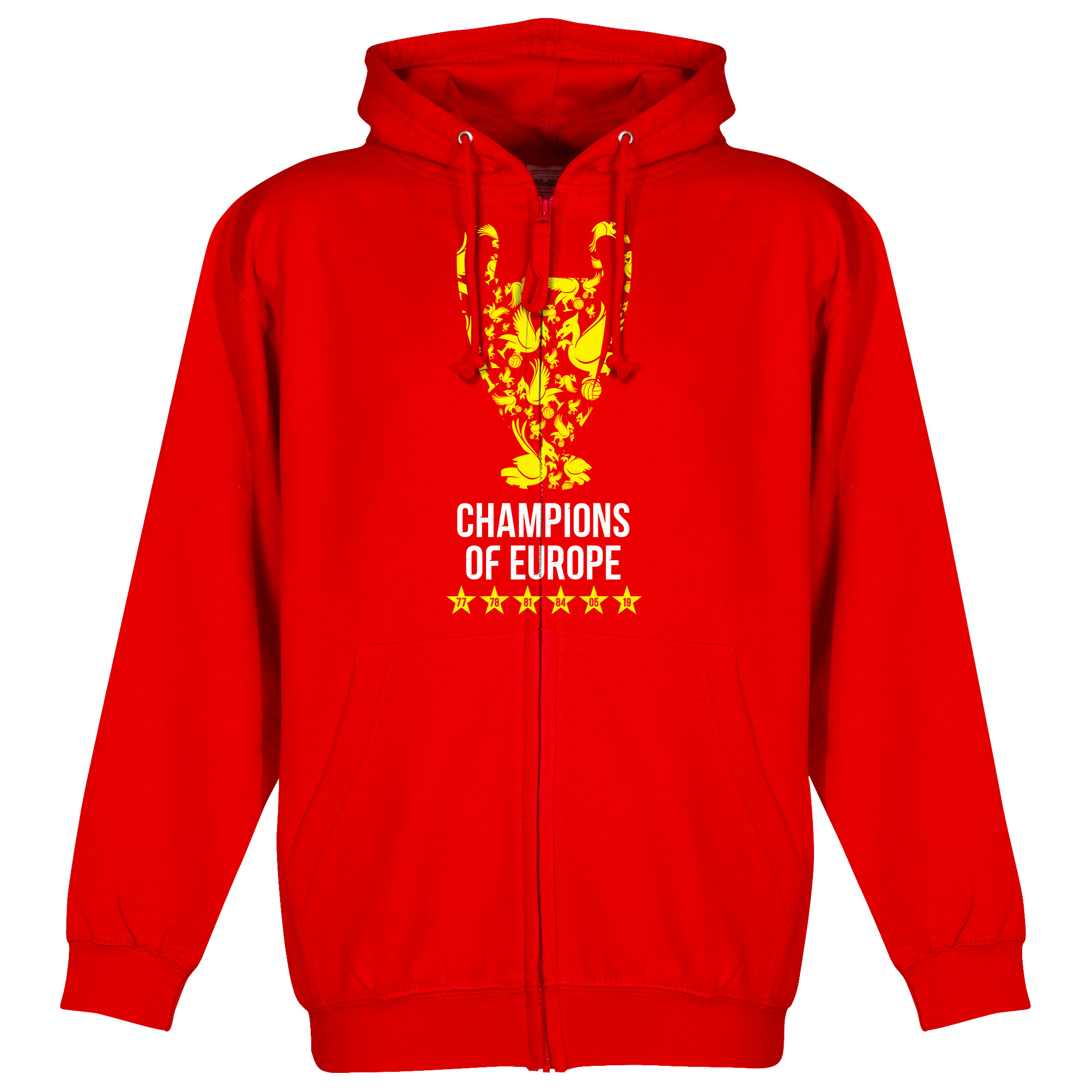 Liverpool Trophy Champions of Europe 2019 Zipped Hoodie Rood