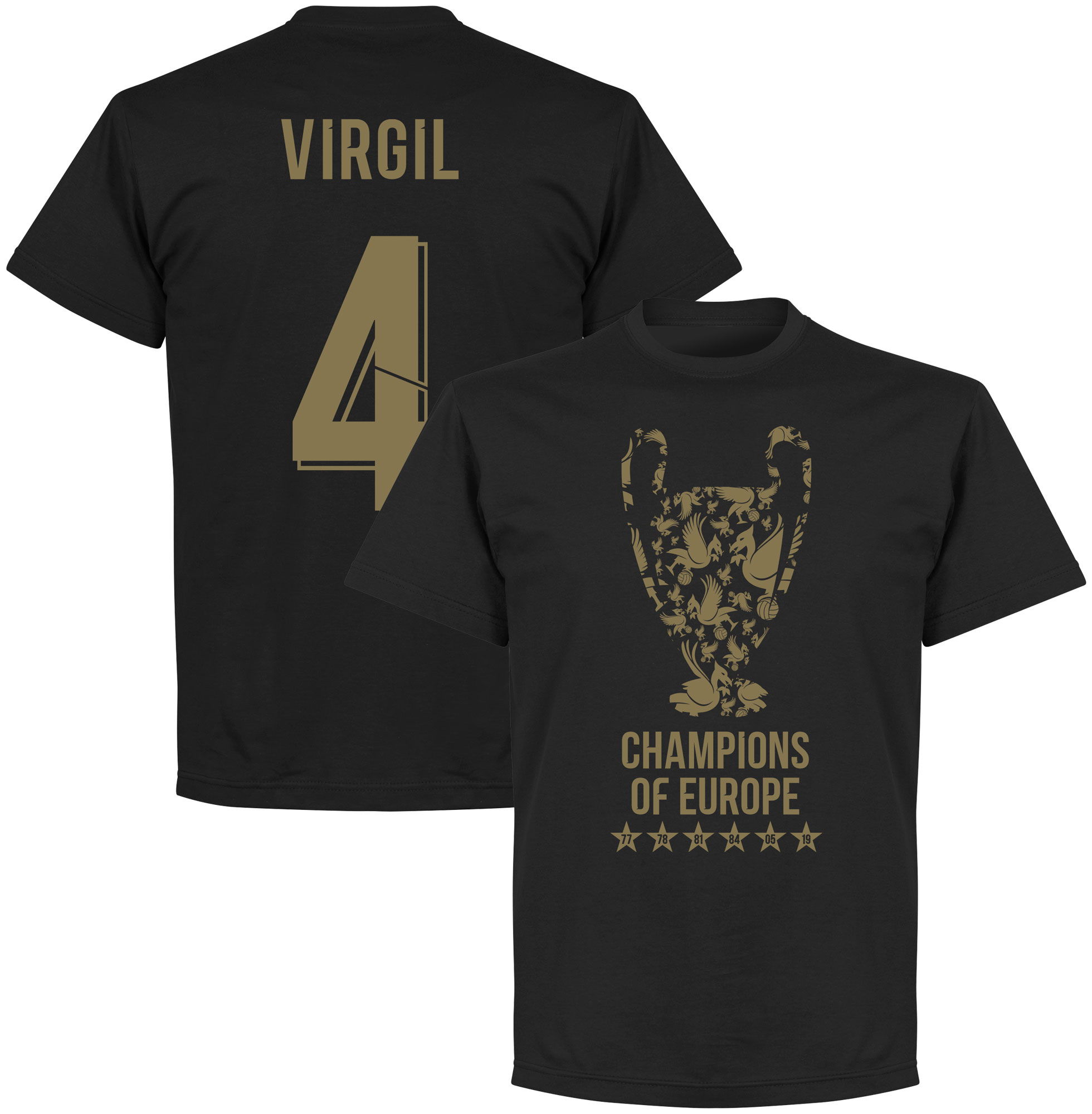 Retake Liverpool Trophy Virgil 4 Champions Of Europe 2019 T Shirt Zwart retake kopen in de aanbieding