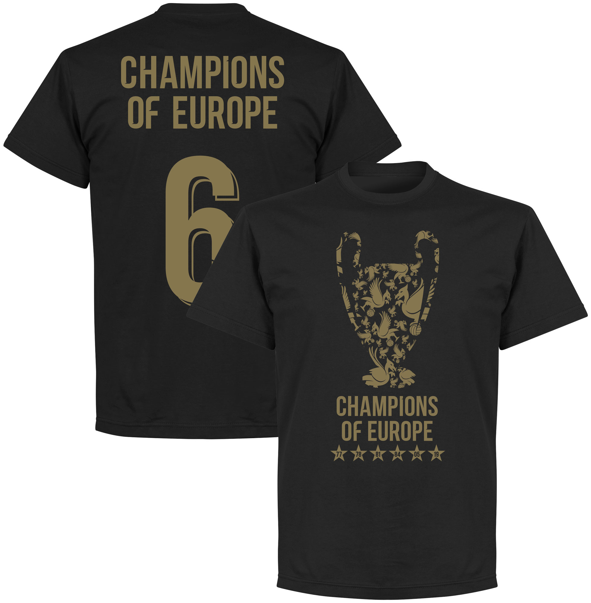Retake Liverpool Trophy Champions Of Europe 6 T Shirt Zwart retake kopen in de aanbieding