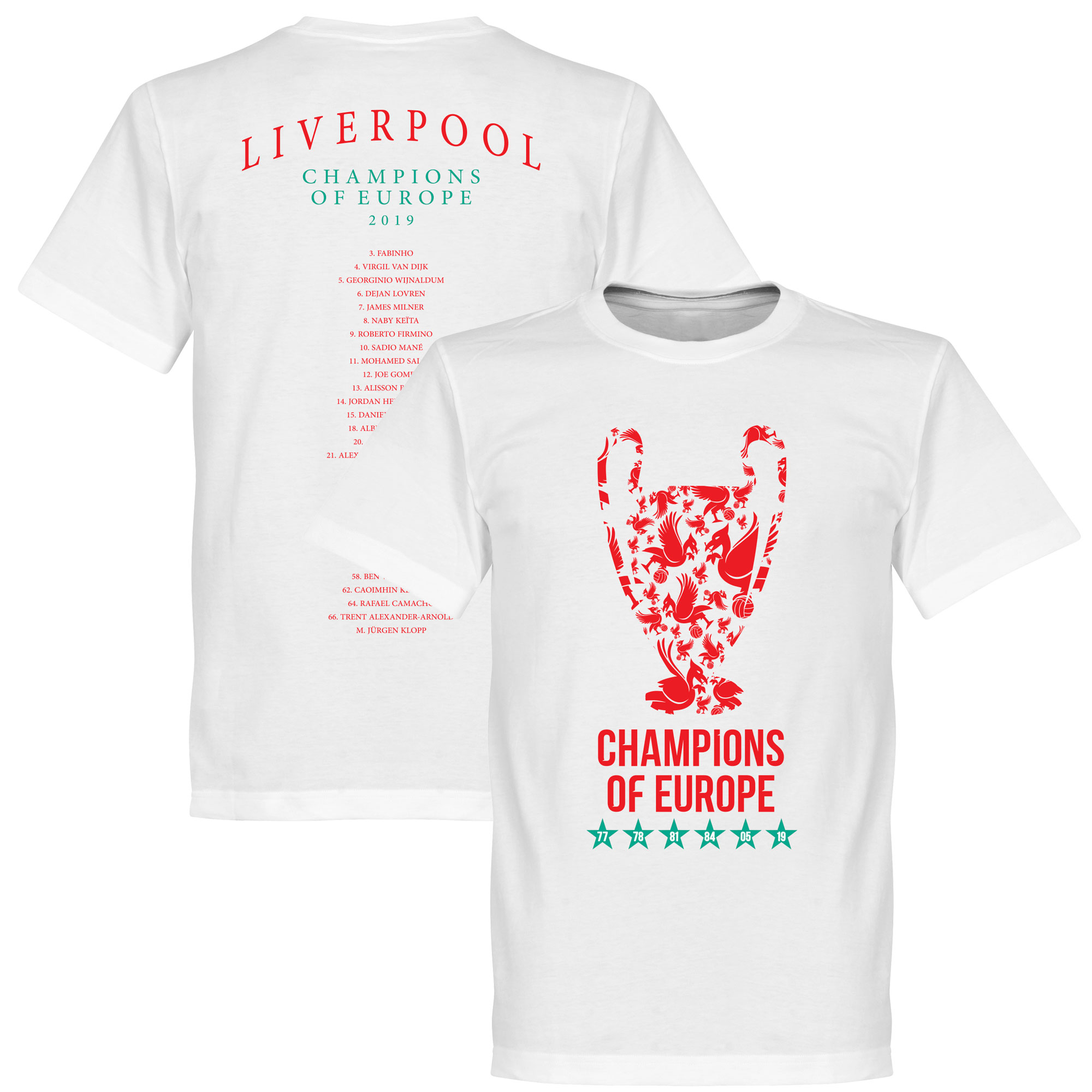 Retake Liverpool Champions League 2019 Trophy Squad T Shirt Wit retake kopen in de aanbieding
