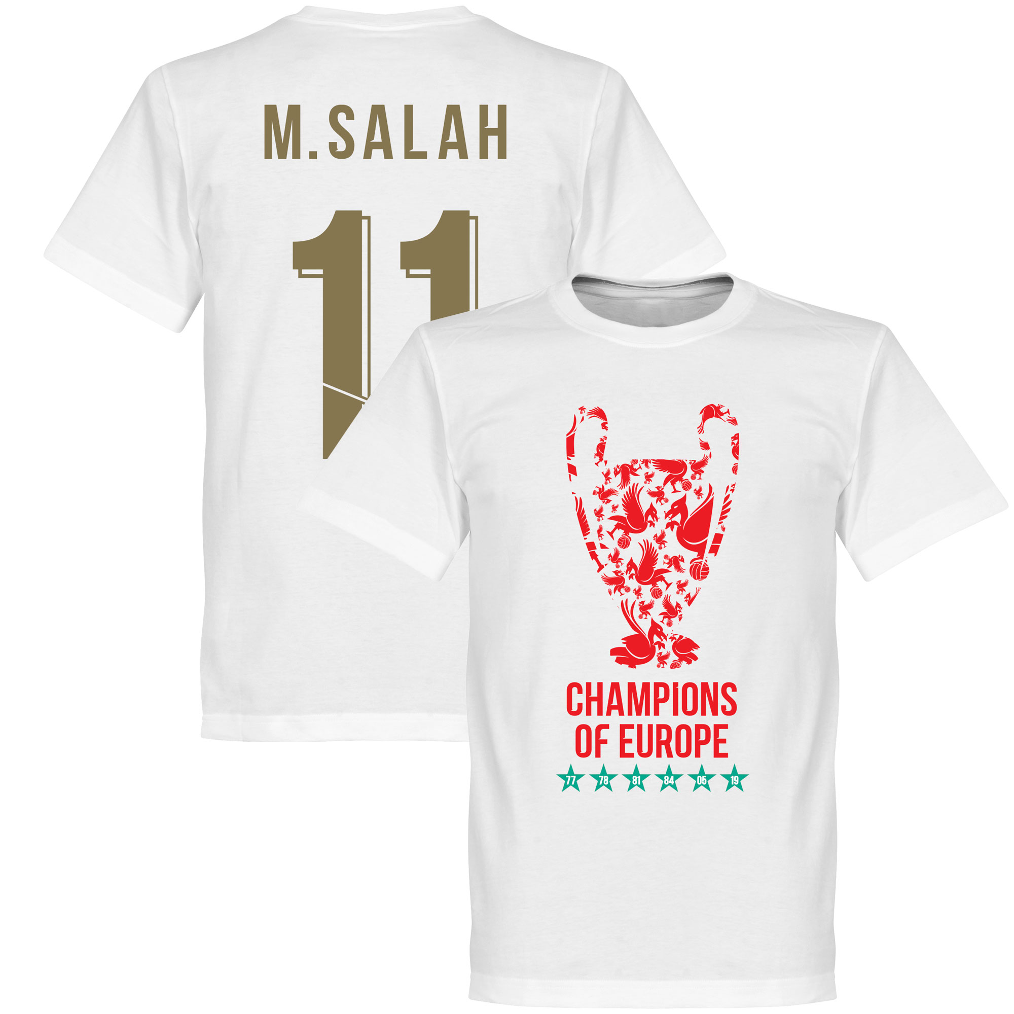 Retake Liverpool Trophy M Salah 11 Champions Of Europe 2019 T Shirt Wit retake kopen in de aanbieding