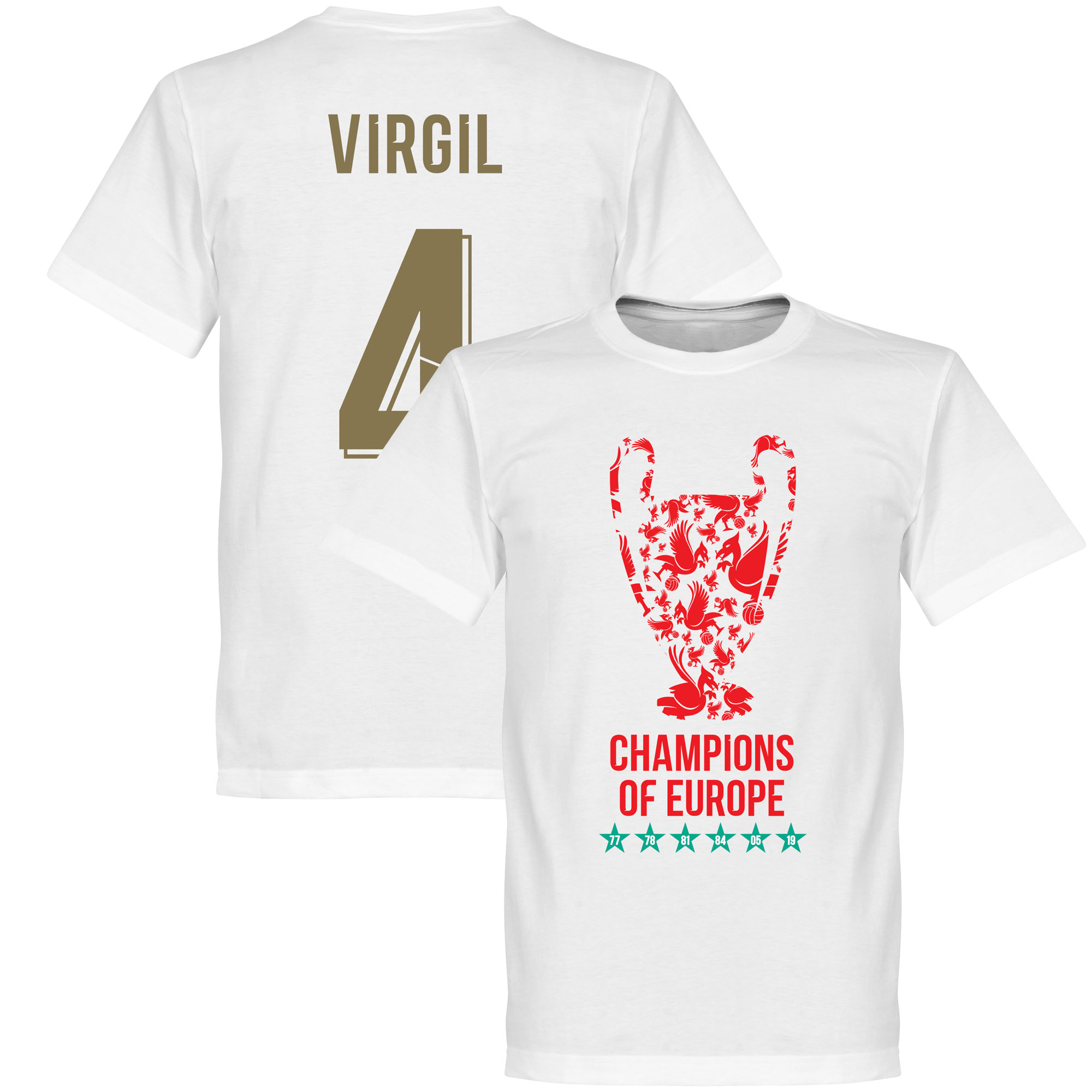 Retake Liverpool Trophy Virgil 4 Champions Of Europe 2019 T Shirt Wit retake kopen in de aanbieding