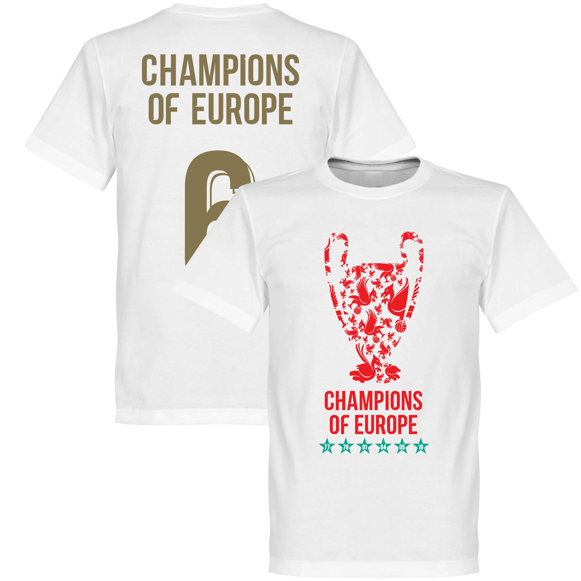 Retake Liverpool Trophy Champions Of Europe 6 T Shirt Wit retake kopen in de aanbieding