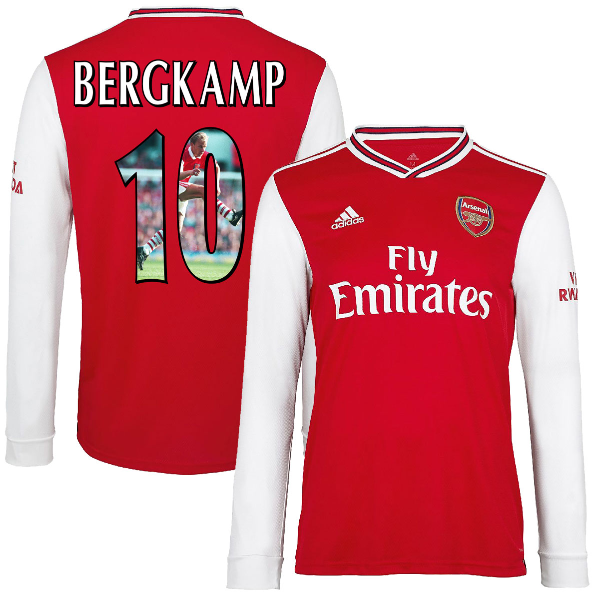 Arsenal Shirt Thuis 2019-2020 (Lange Mouwen) + Bergkamp 10 (Gallery Style Printing)