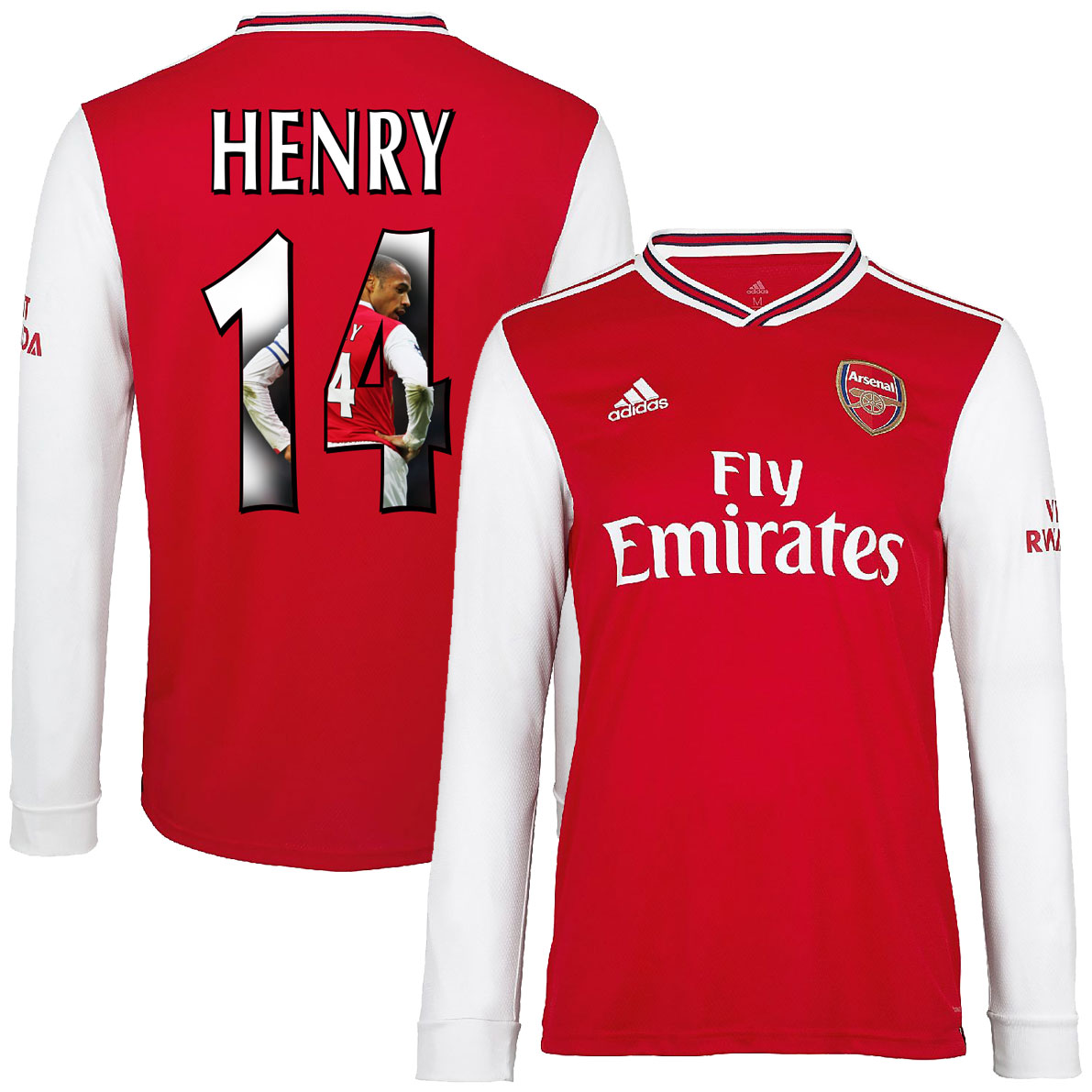 Arsenal Shirt Thuis 2019-2020 (Lange Mouwen) + Henry 14 (Gallery Style Printing)
