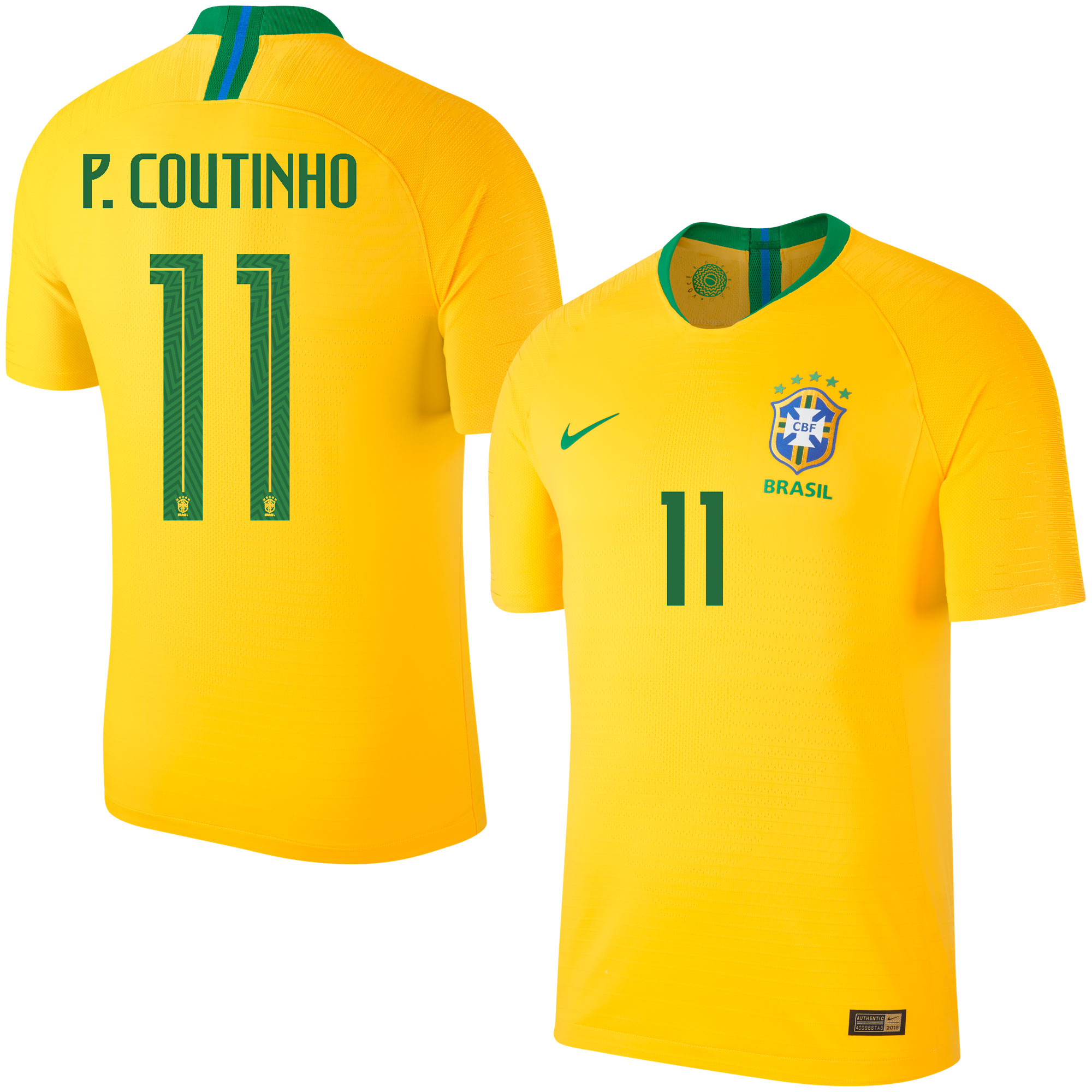 Nike Brazilie Authentic Vapor Match Shirt Thuis 2018 2019 Coutinho 11 nike kopen in de aanbieding