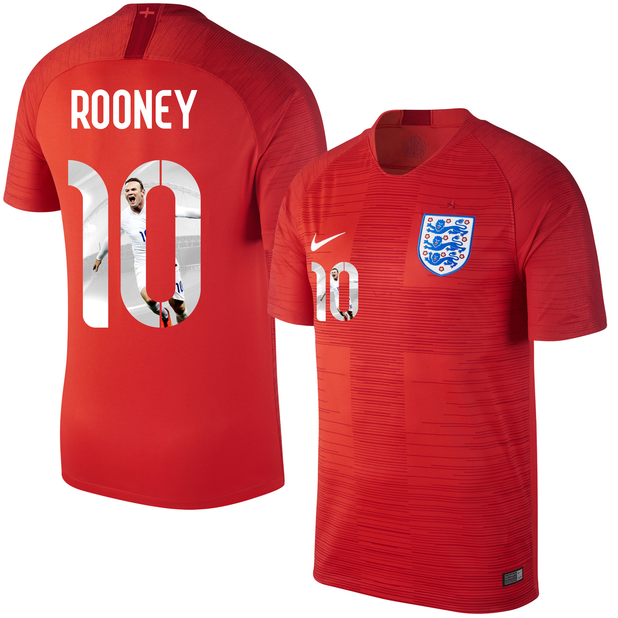 Engeland Shirt Uit 2018-2019 + Rooney 10 (Gallery Style Printing)
