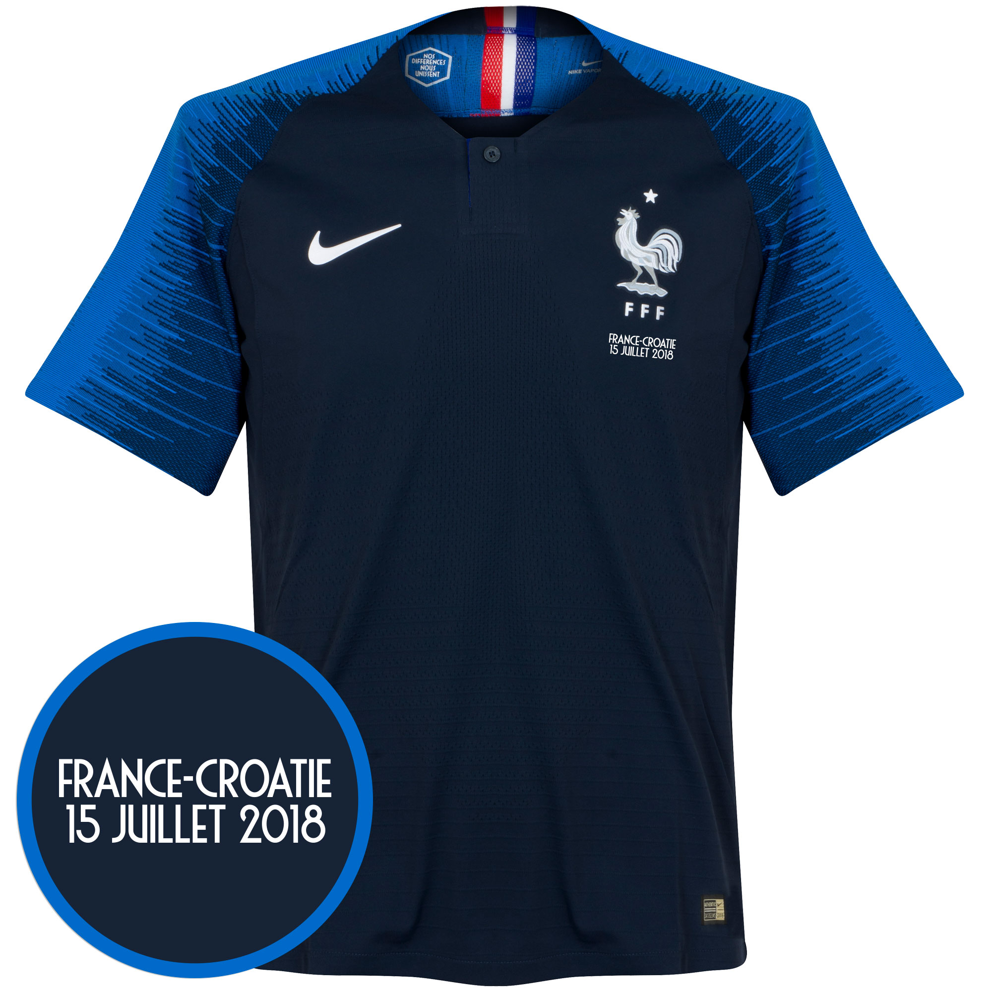 Frankrijk Authentic Vapor Match Shirt Thuis 2018-2019 + WK Finale Transfer