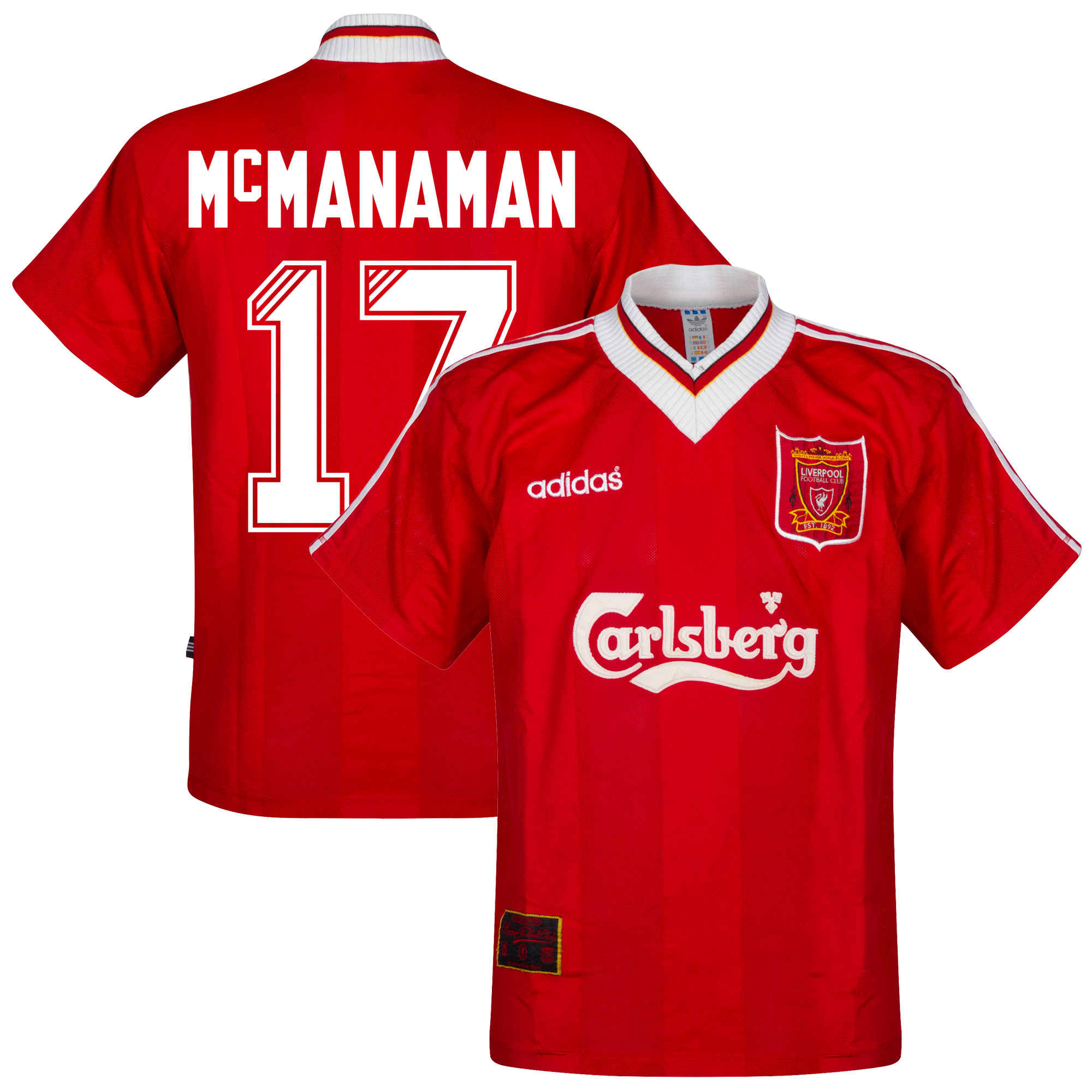 adidas Liverpool Shirt Thuis 1995-1996 + McManaman 17 Maat L