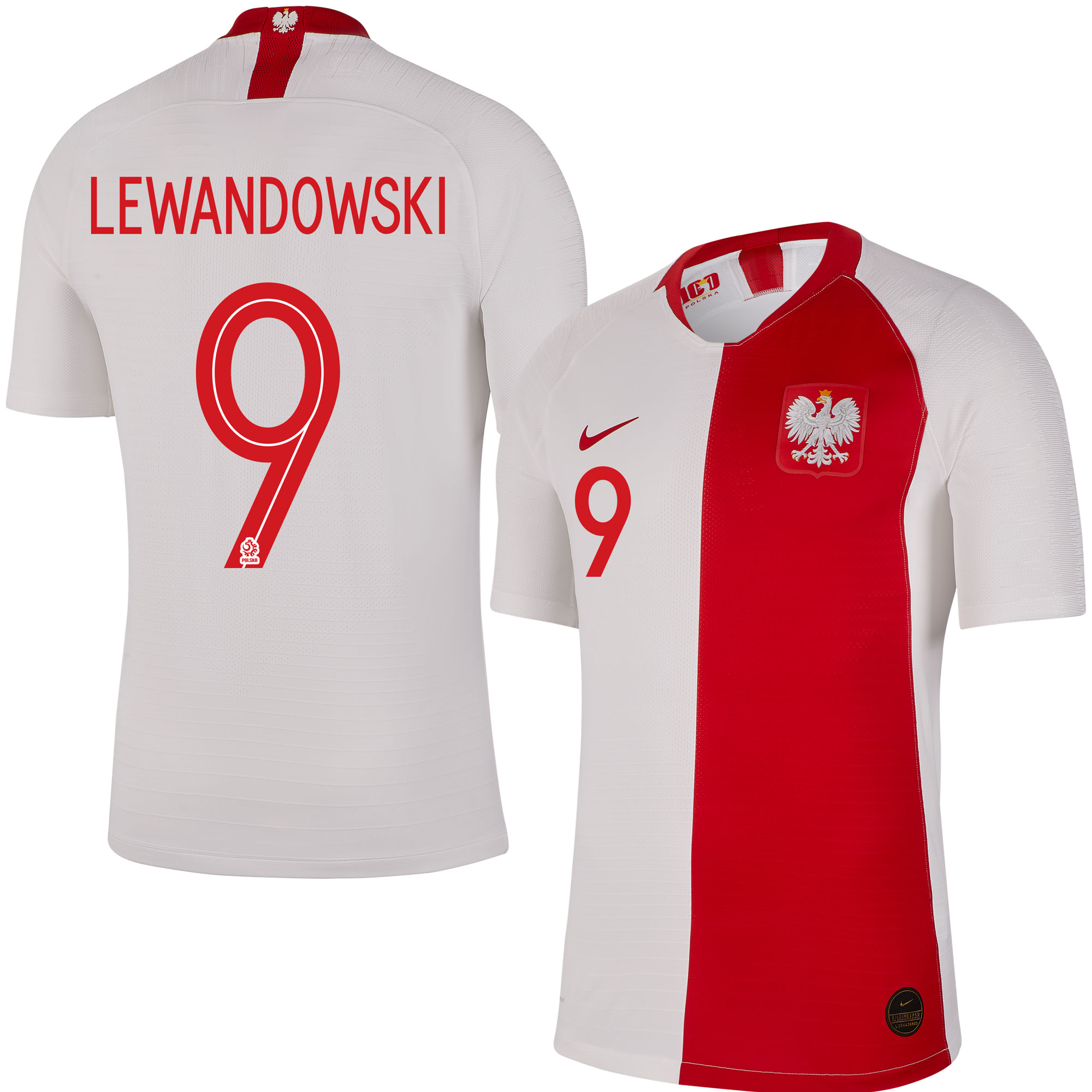 Polen Centennial Authentic Vapor Match Shirt Thuis 2018-2019 + Lewandowski 9