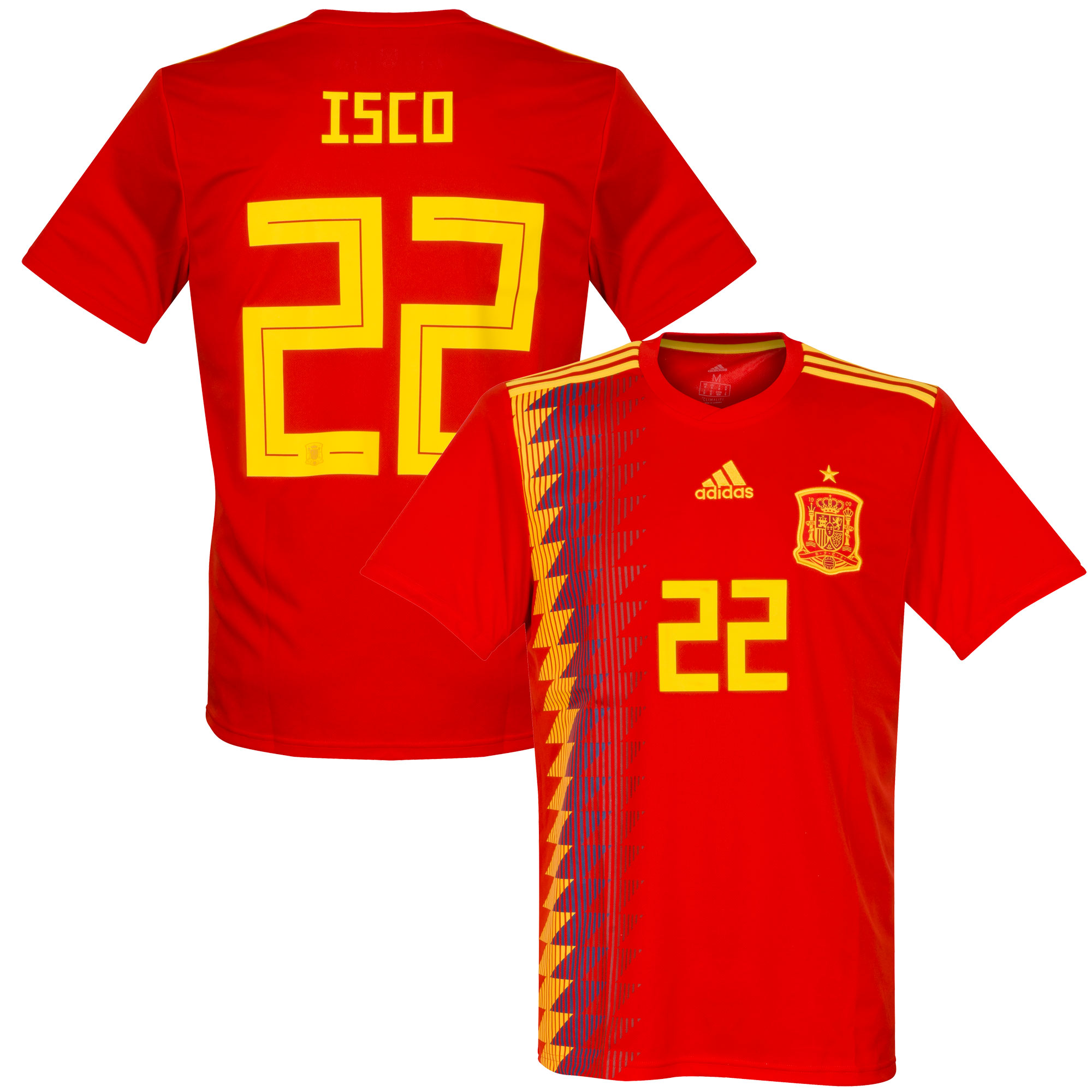Spanje Shirt Thuis 2018-2019 + Isco 22 50