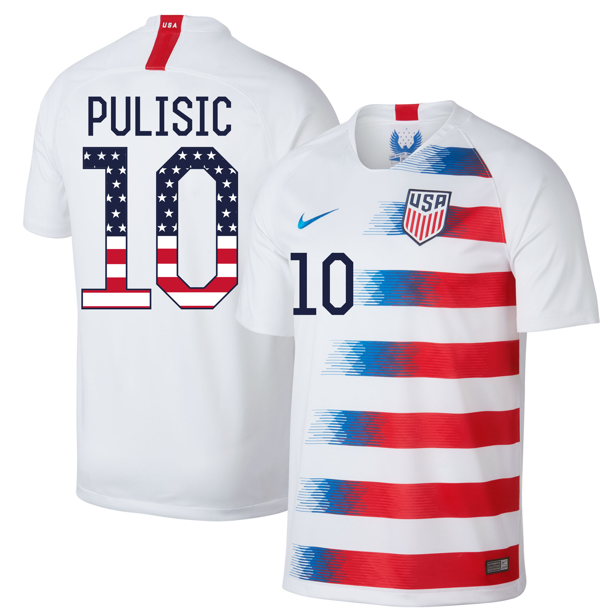 Nike Verenigde Staten Shirt Thuis 2018 2019 Pulisic 10 Independence Style nike kopen in de aanbieding